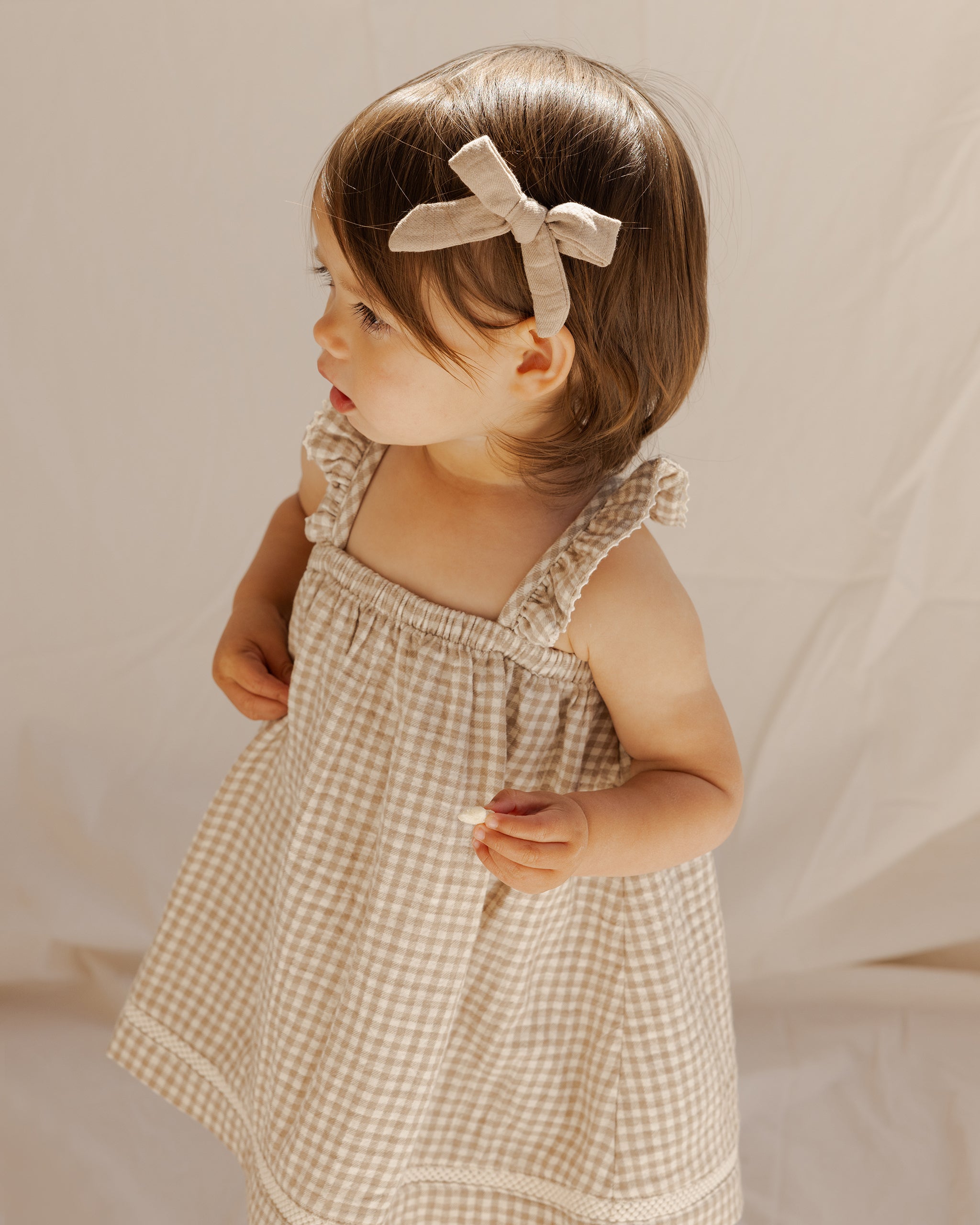 Ruffle Tank Dress || Oat Gingham - Rylee + Cru | Kids Clothes | Trendy Baby Clothes | Modern Infant Outfits |