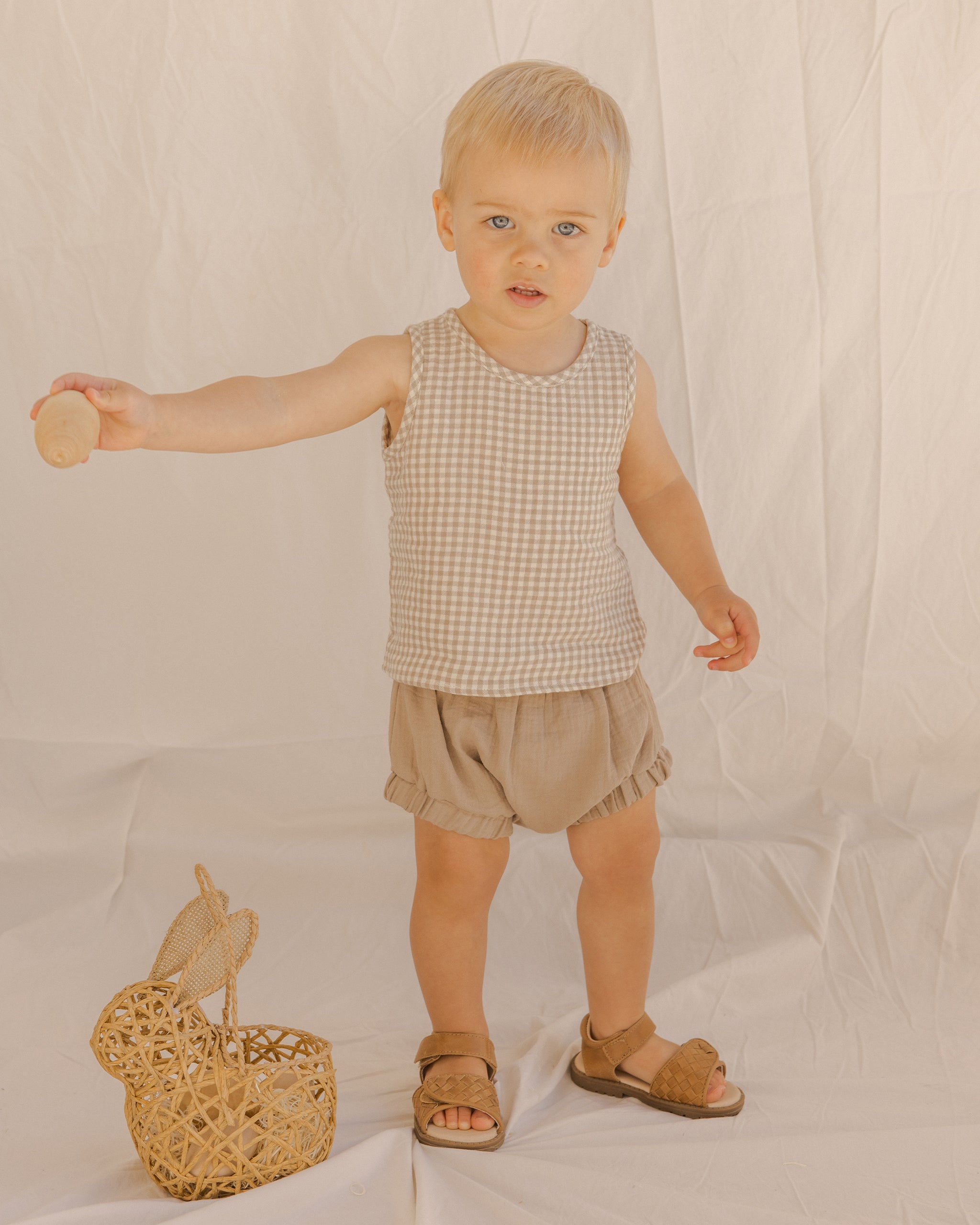 Woven Tank + Short Set || Oat Gingham - Rylee + Cru | Kids Clothes | Trendy Baby Clothes | Modern Infant Outfits |