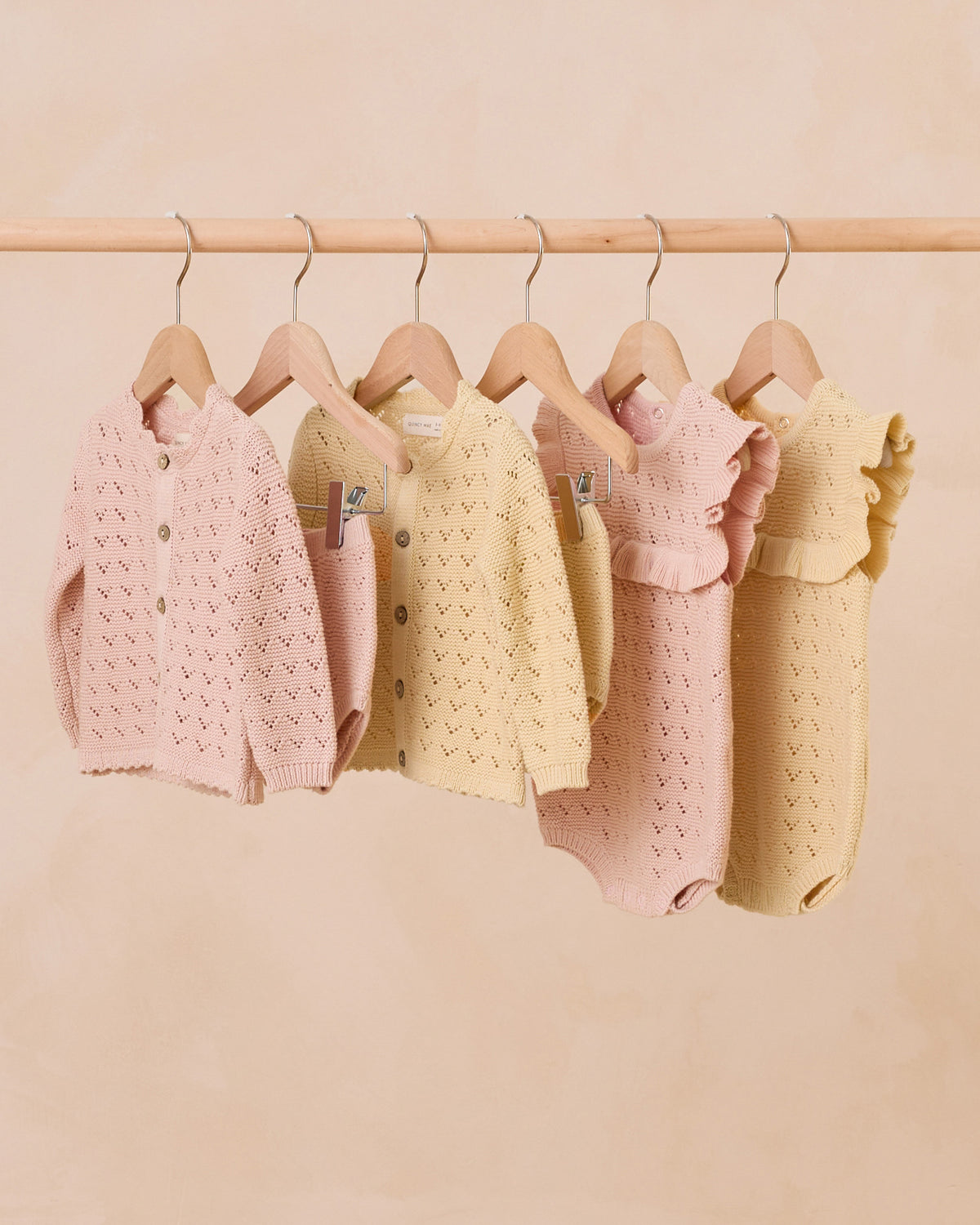 Quincy Mae organic pointelle tank onesie-petal, 3-6 months main image 0