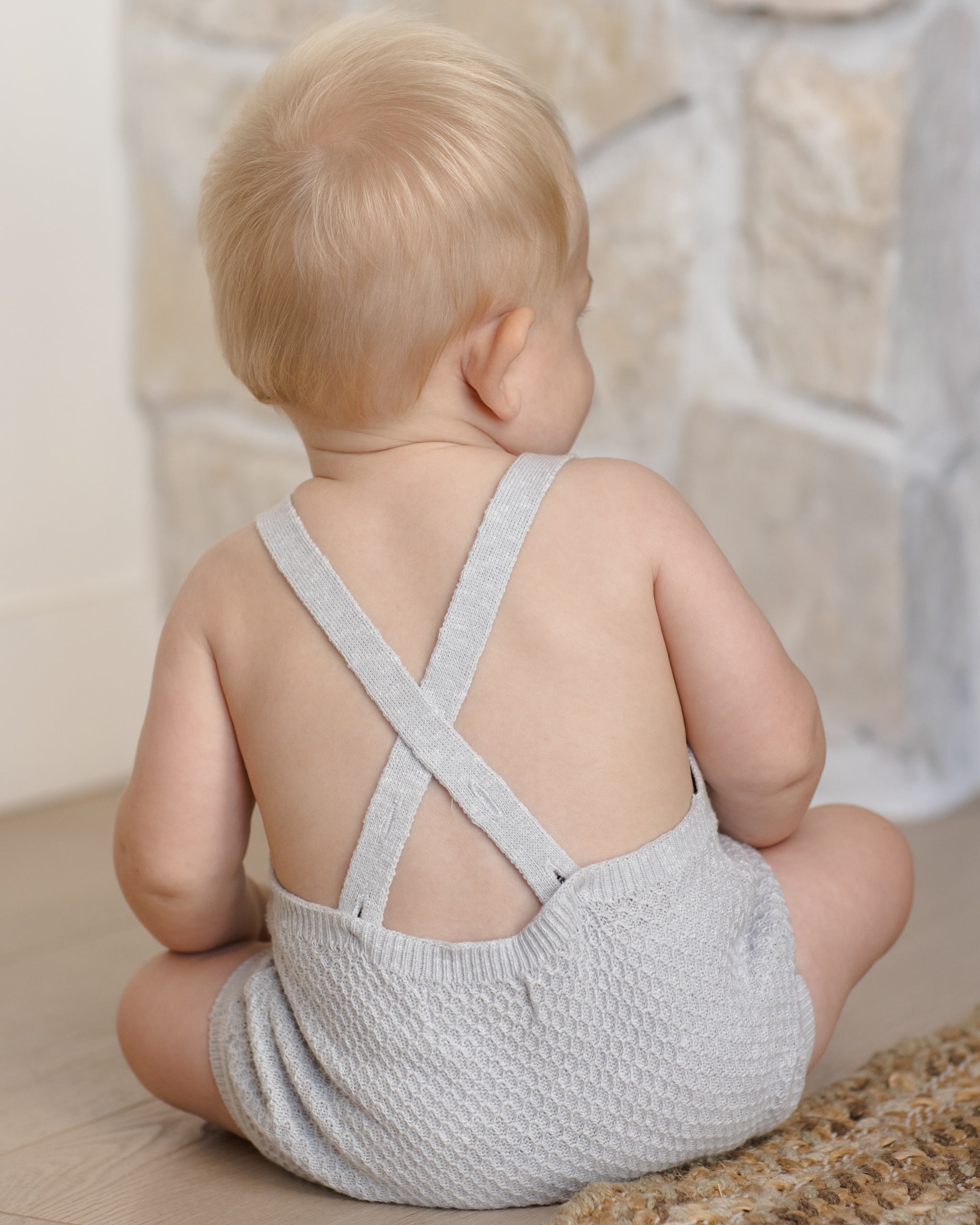 Caleb Knit Shortall Heathered Sky - Rylee + Cru | Kids Clothes | Trendy Baby Clothes | Modern Infant Outfits |