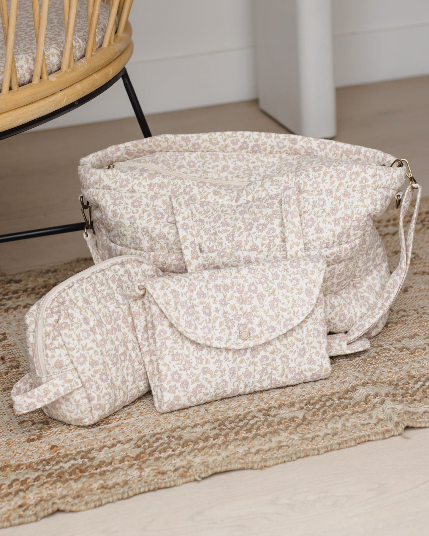 Diaper Bag + Changing Mat Wildflower Woven - Rylee + Cru | Kids Clothes | Trendy Baby Clothes | Modern Infant Outfits |