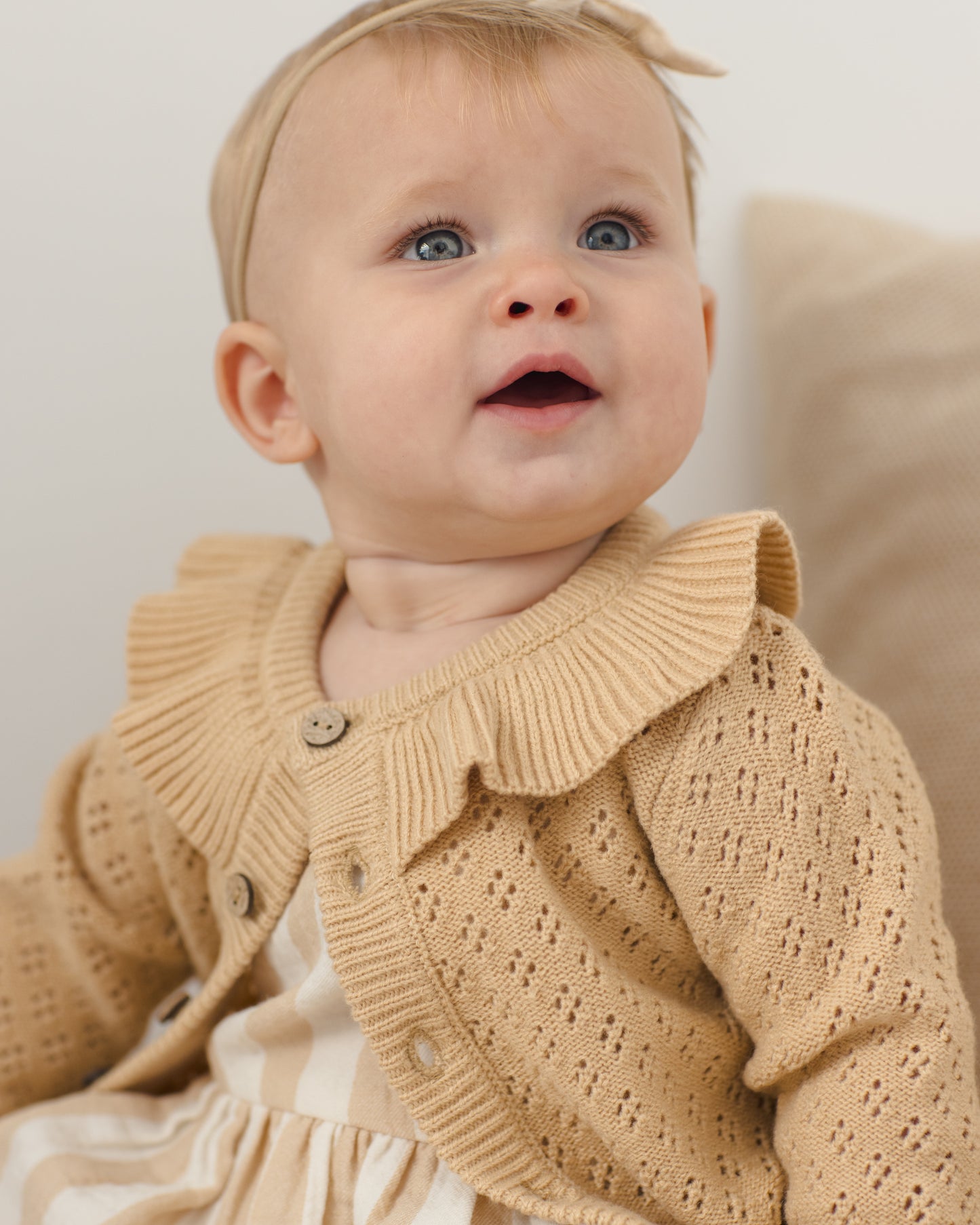 Ruffle Collar Cardigan Butterscotch - Rylee + Cru | Kids Clothes | Trendy Baby Clothes | Modern Infant Outfits |