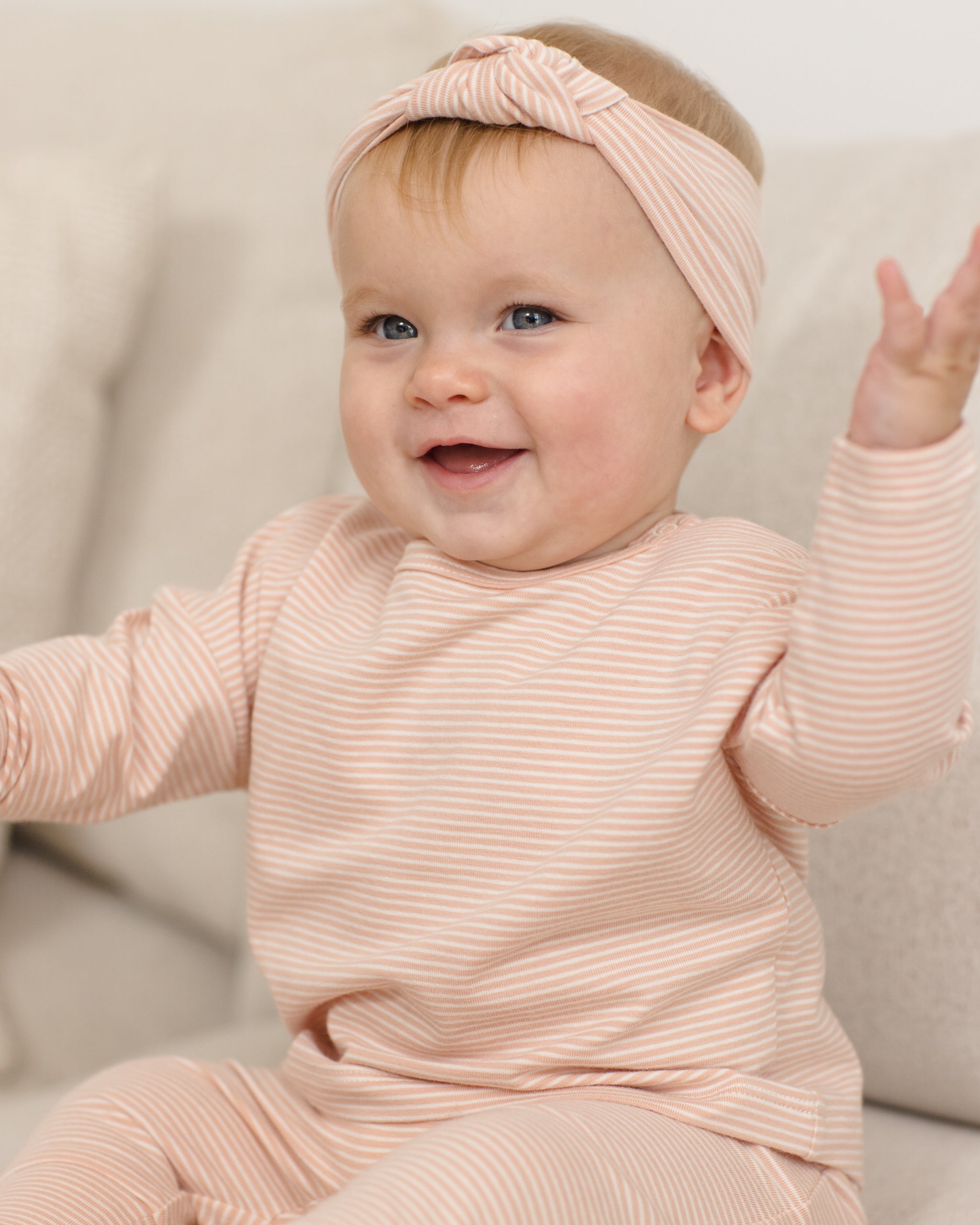 Knotted Headband Melon Micro Stripe - Rylee + Cru | Kids Clothes | Trendy Baby Clothes | Modern Infant Outfits |