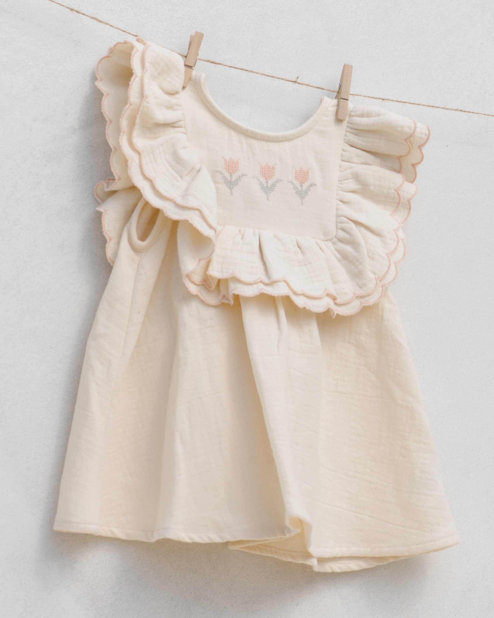 Lulu Dress Natural - Rylee + Cru | Kids Clothes | Trendy Baby Clothes | Modern Infant Outfits |