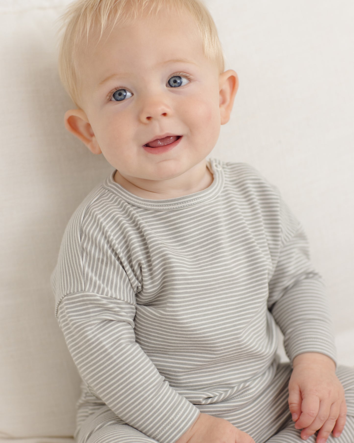 Long Sleeve Tee Sage Micro Stripe - Rylee + Cru | Kids Clothes | Trendy Baby Clothes | Modern Infant Outfits |