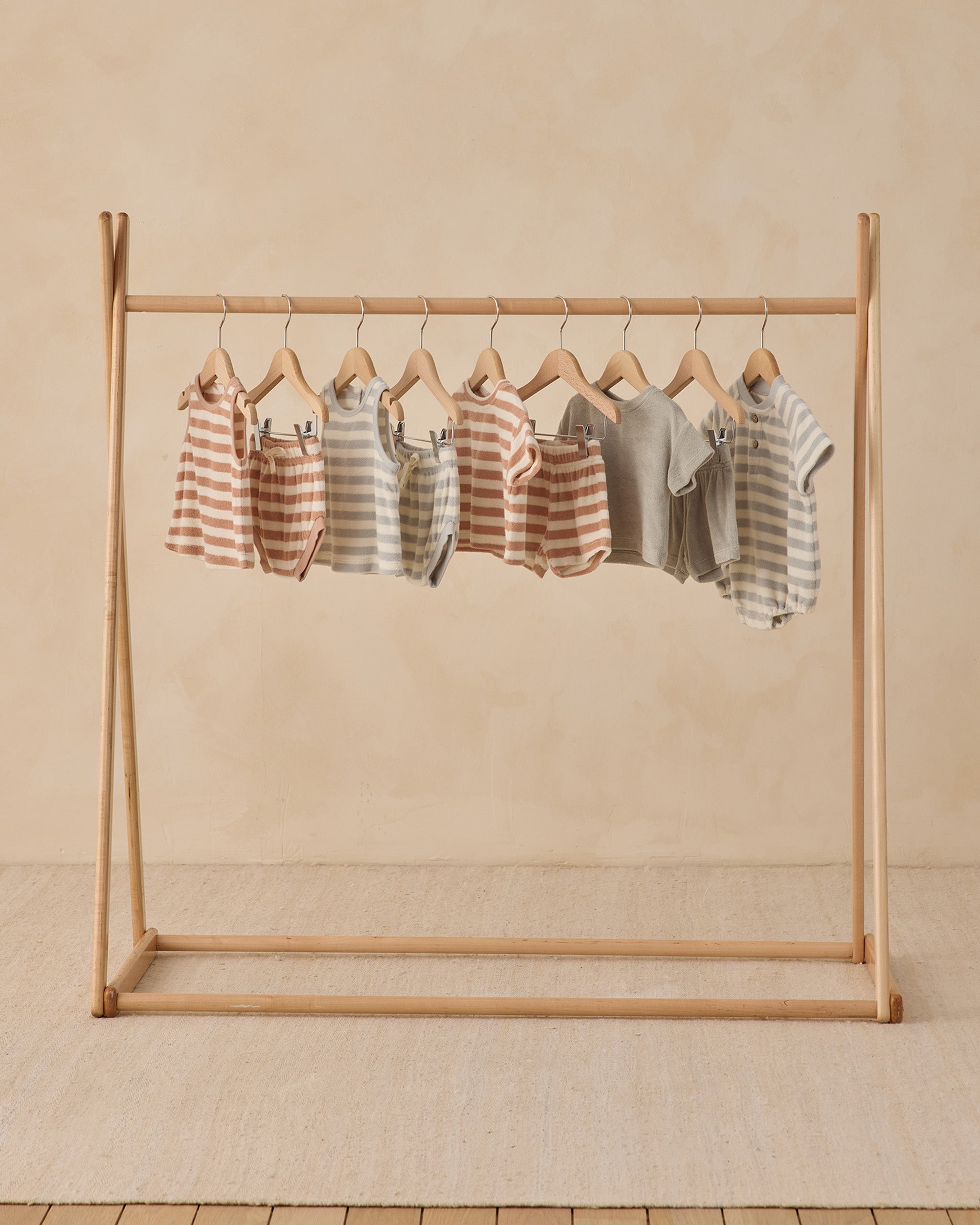 Terry Henley Romper Sky Stripe - Rylee + Cru | Kids Clothes | Trendy Baby Clothes | Modern Infant Outfits |