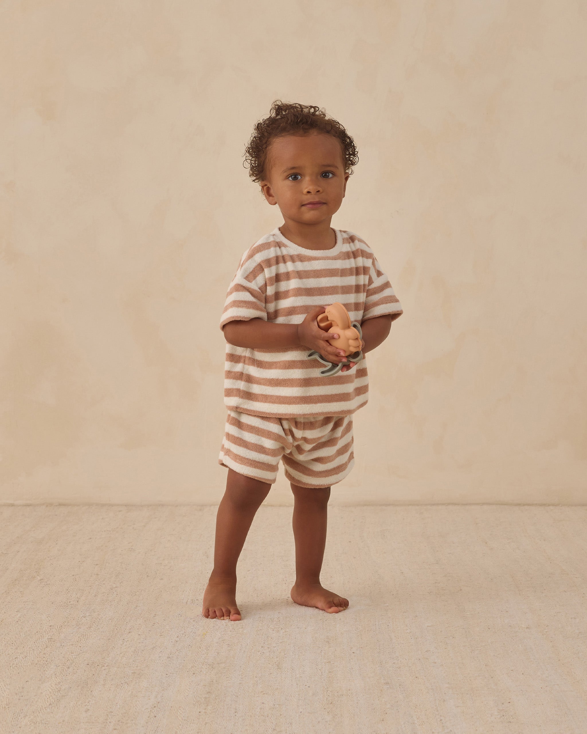 Terry Tee + Short Set Latte Stripe – Quincy Mae