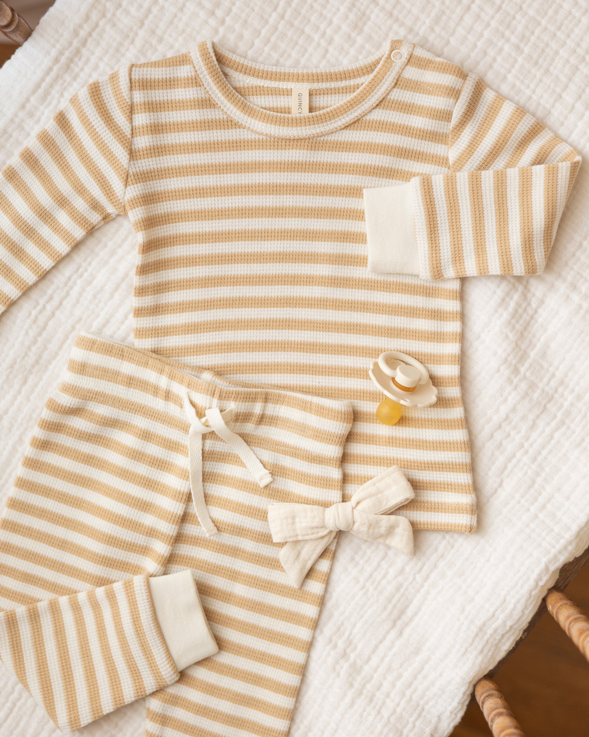 Waffle Top Pant Set Butterscotch Stripe - Rylee + Cru | Kids Clothes | Trendy Baby Clothes | Modern Infant Outfits |
