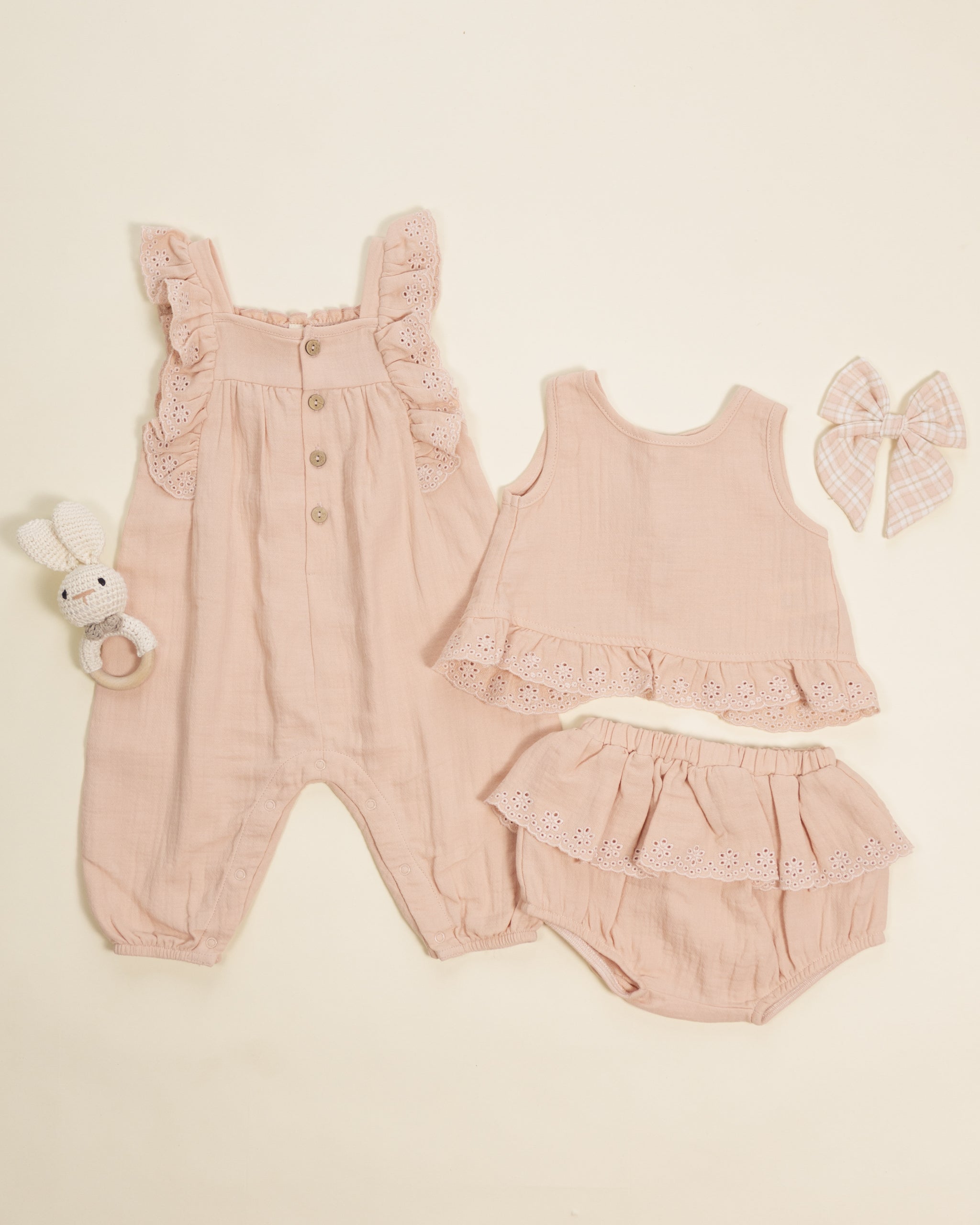 Ruffled Tulip Top + Bloomer Set Melon - Rylee + Cru | Kids Clothes | Trendy Baby Clothes | Modern Infant Outfits |