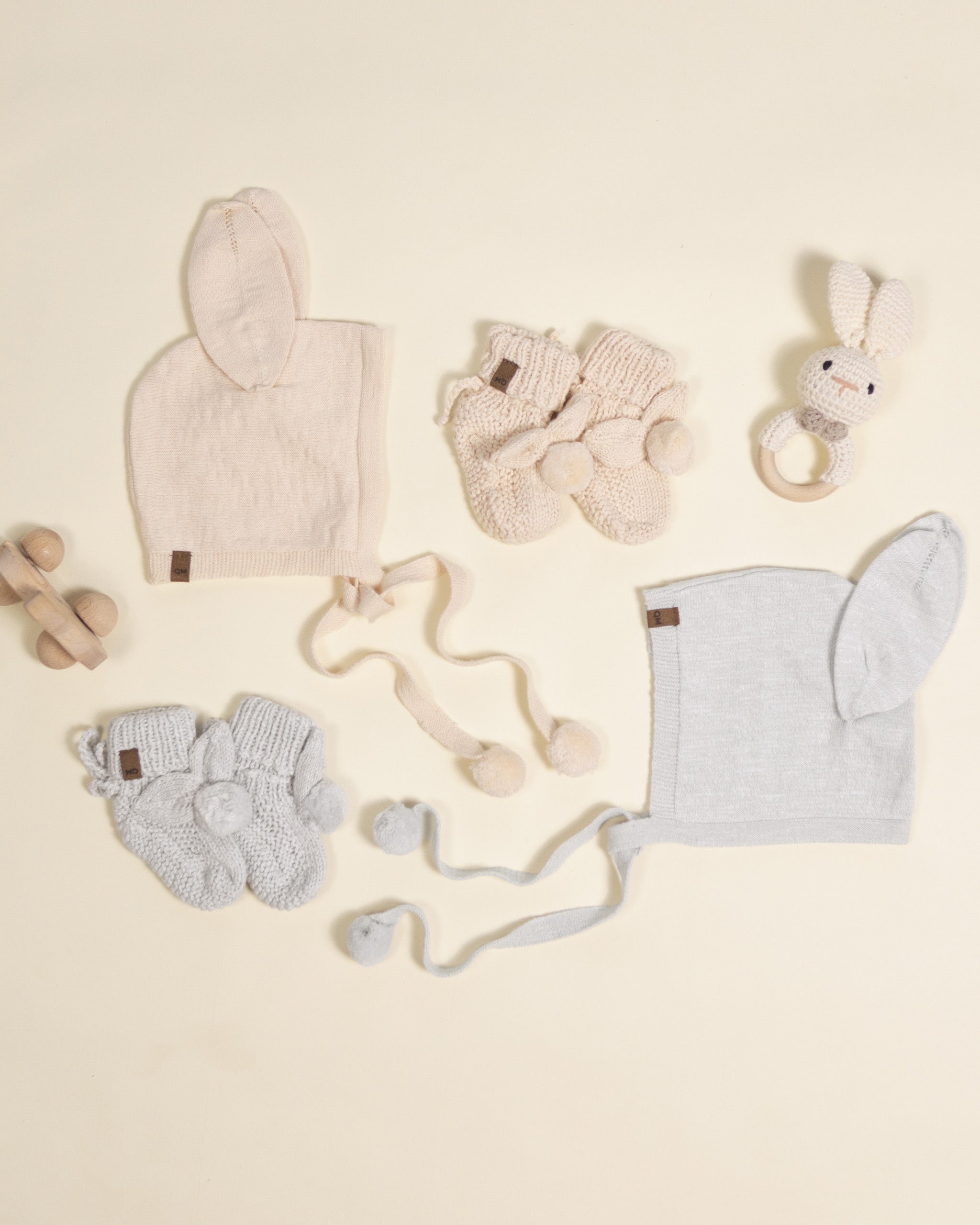 Bunny Knit Booties Ecru - Rylee + Cru | Kids Clothes | Trendy Baby Clothes | Modern Infant Outfits |