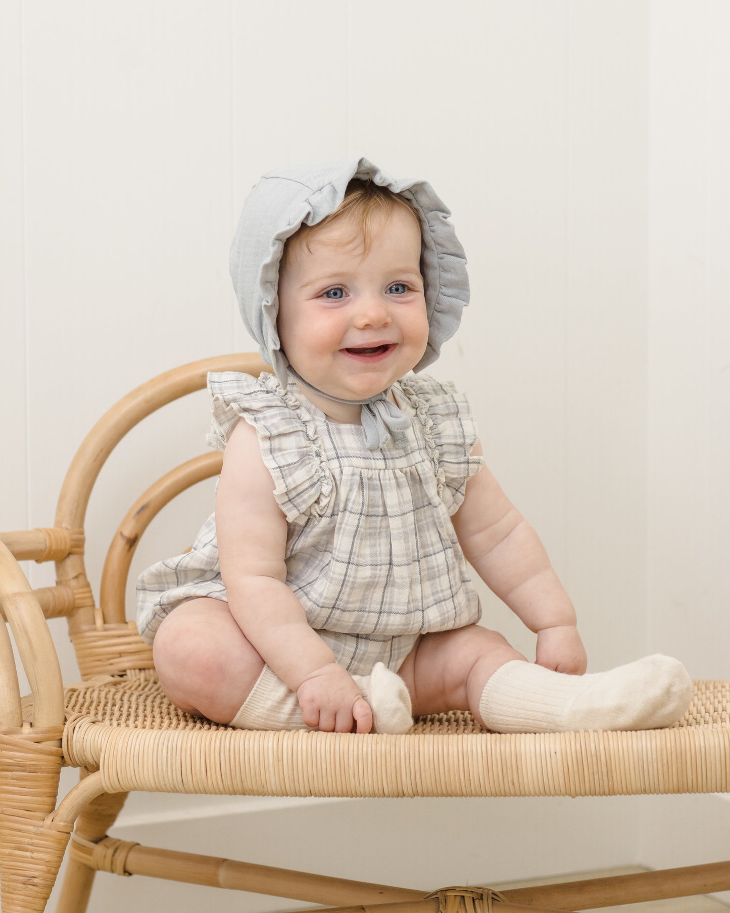 Maya Romper Blue Plaid - Rylee + Cru | Kids Clothes | Trendy Baby Clothes | Modern Infant Outfits |