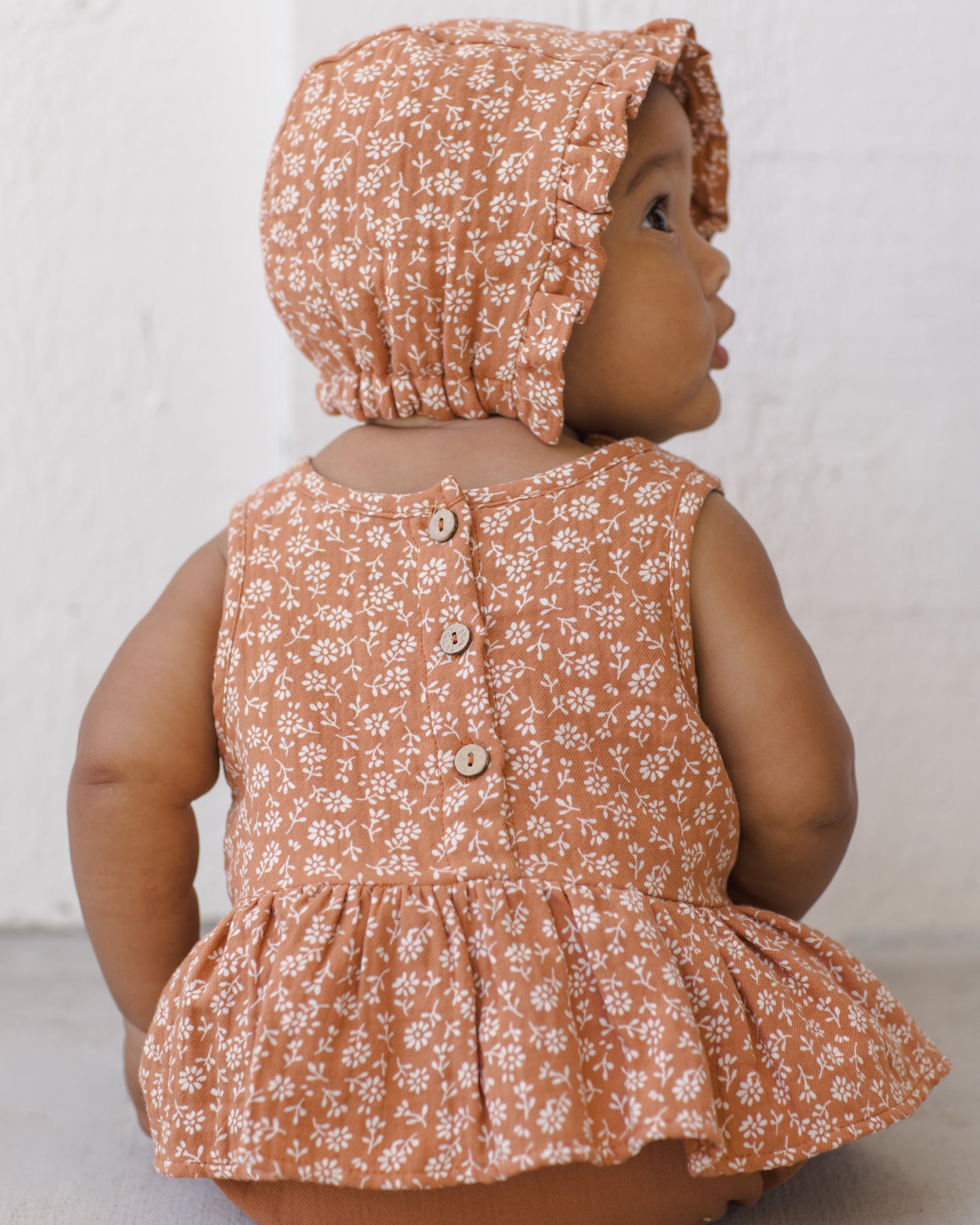 Woven Ruffle Bonnet Poppy Floral - Rylee + Cru | Kids Clothes | Trendy Baby Clothes | Modern Infant Outfits |