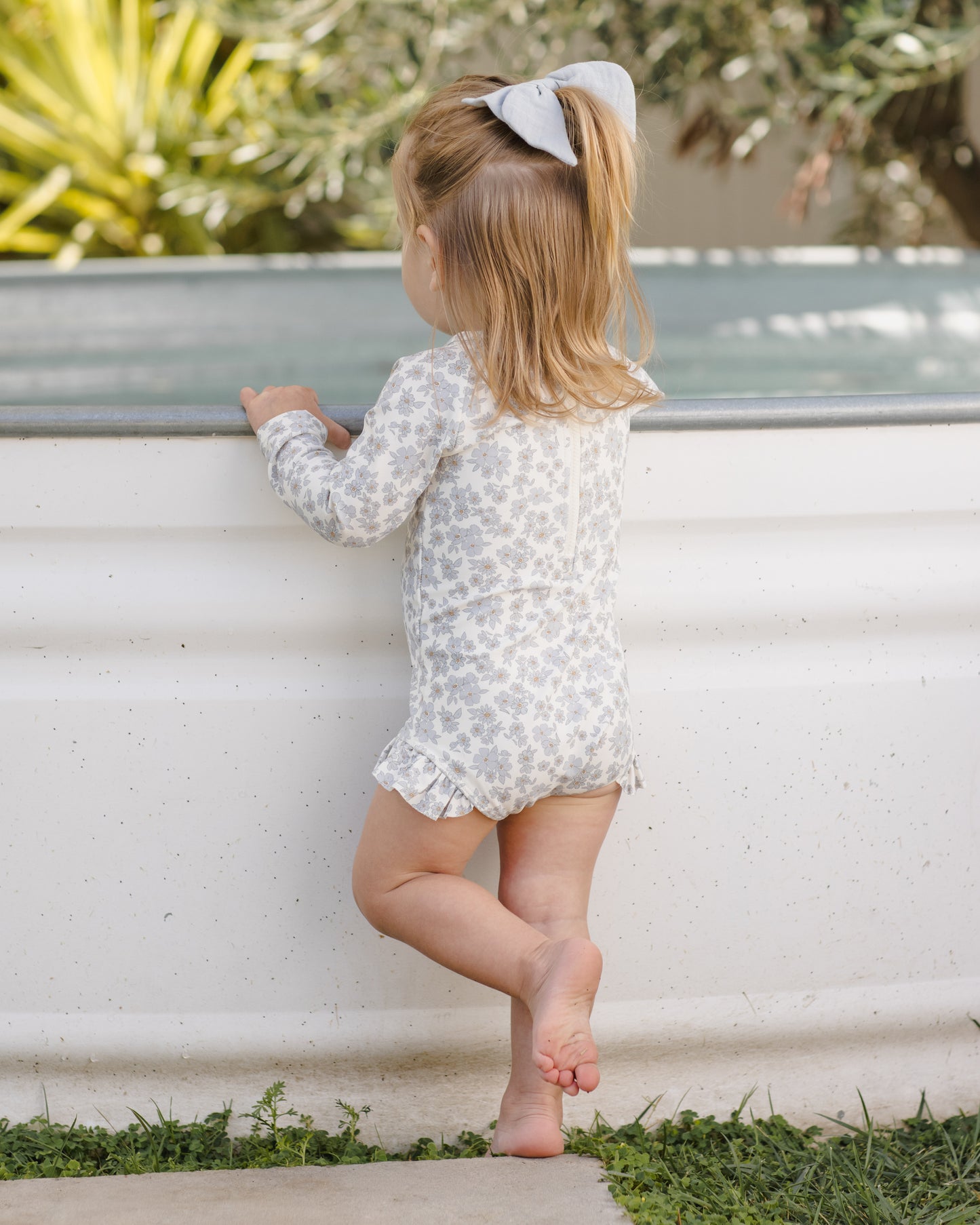Olivia Rashguard One-Piece Blue Floral - Rylee + Cru | Kids Clothes | Trendy Baby Clothes | Modern Infant Outfits |