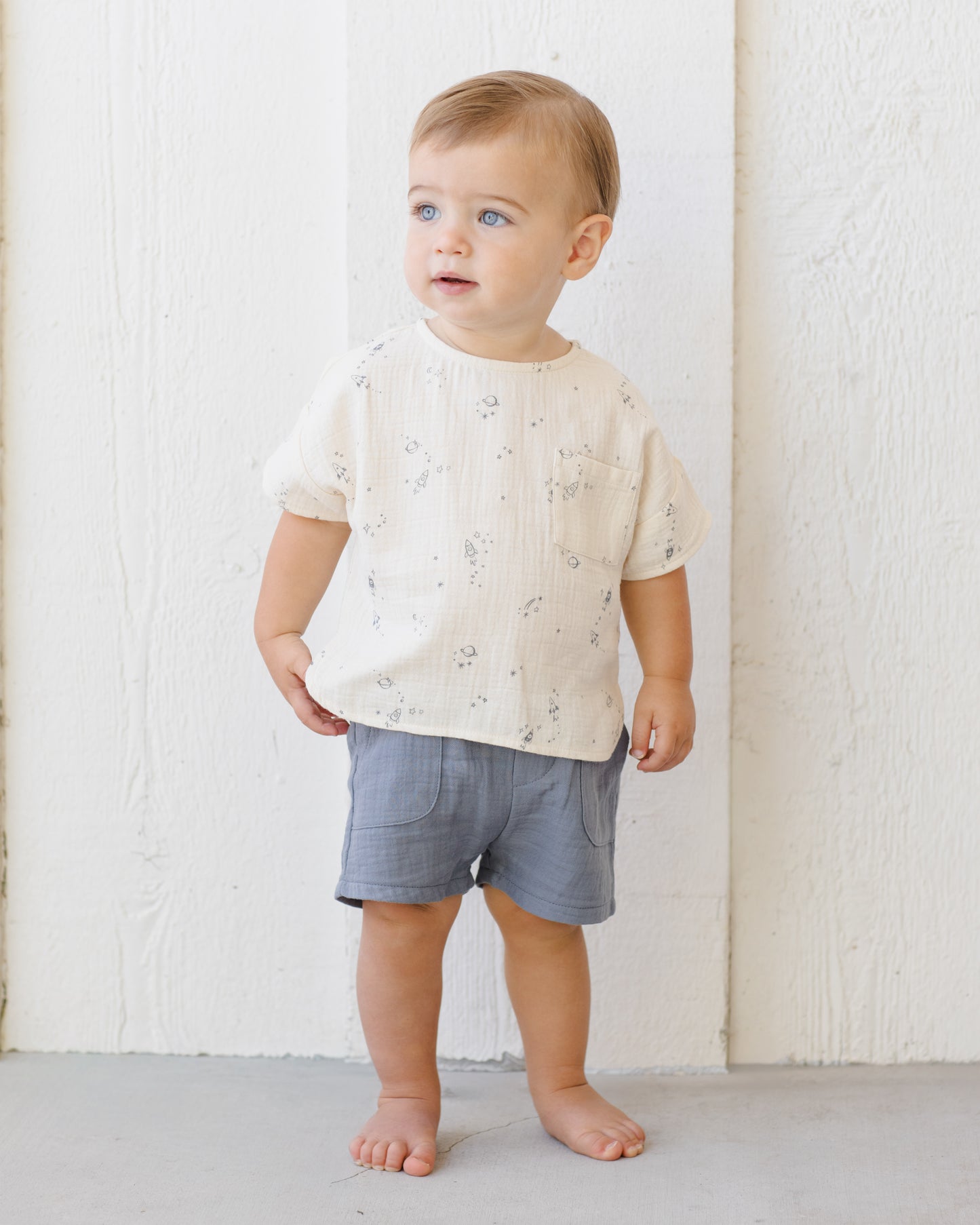 Woven Boxy Top Space - Rylee + Cru | Kids Clothes | Trendy Baby Clothes | Modern Infant Outfits |