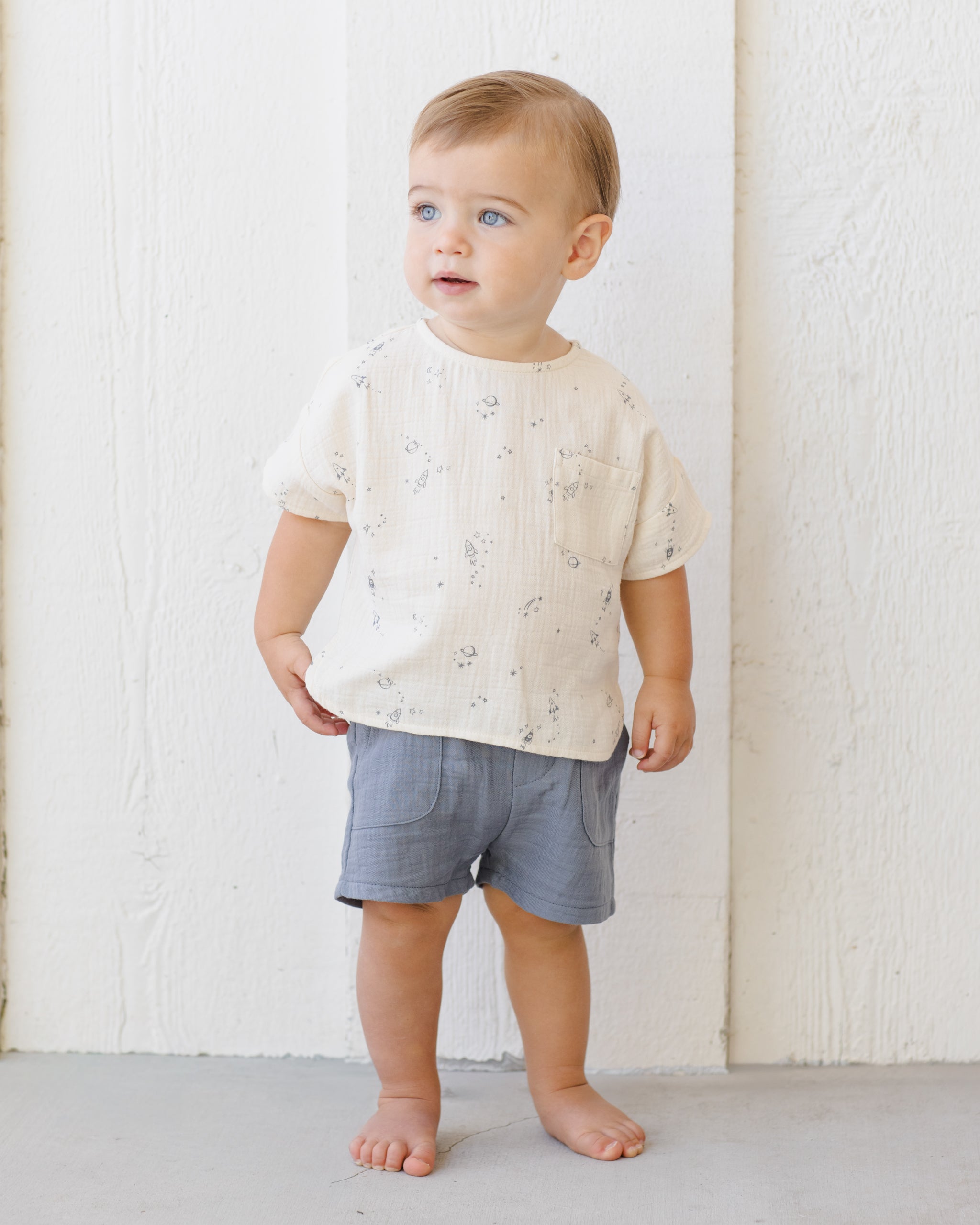Woven Boxy Top Space - Rylee + Cru | Kids Clothes | Trendy Baby Clothes | Modern Infant Outfits |