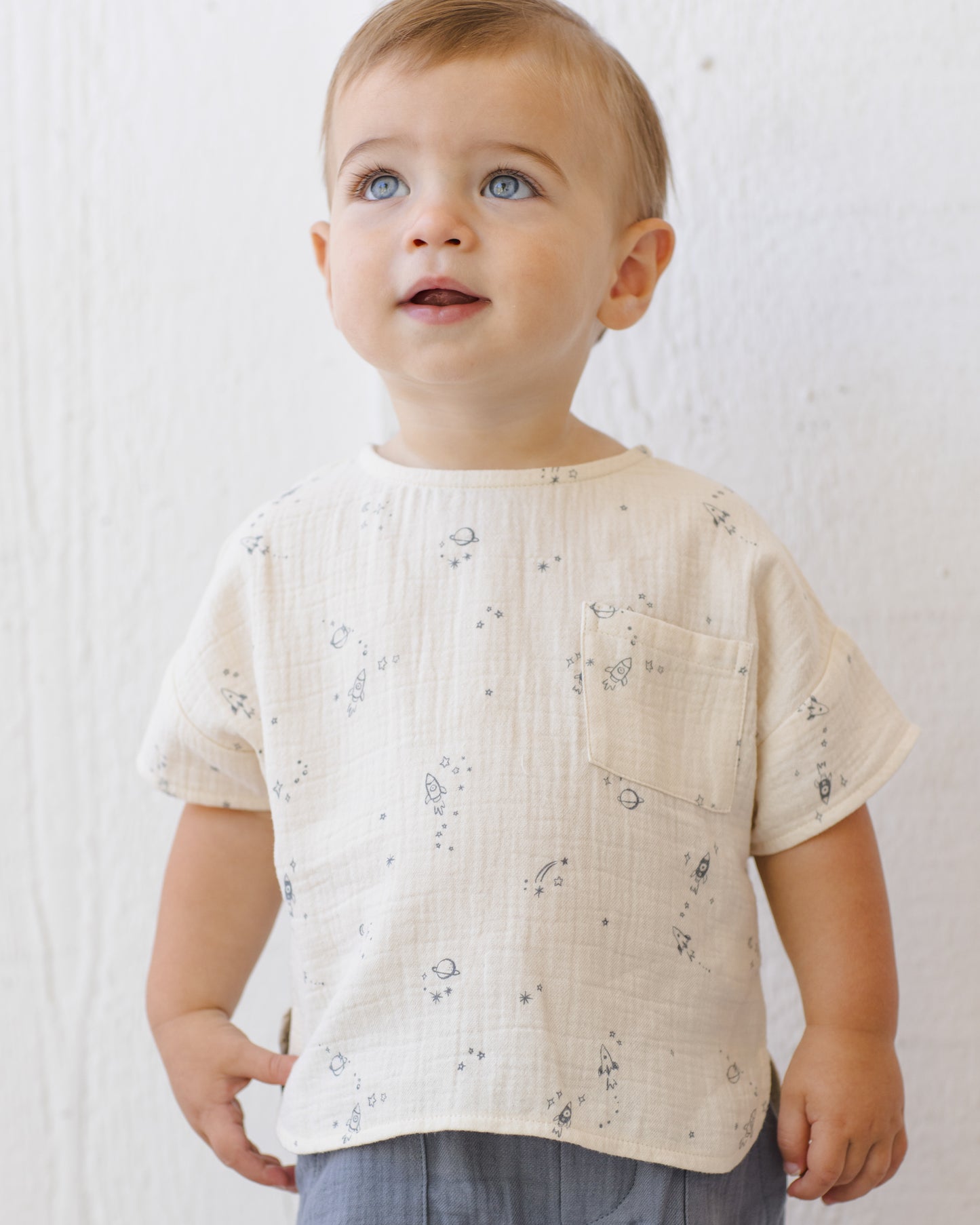 Woven Boxy Top Space - Rylee + Cru | Kids Clothes | Trendy Baby Clothes | Modern Infant Outfits |