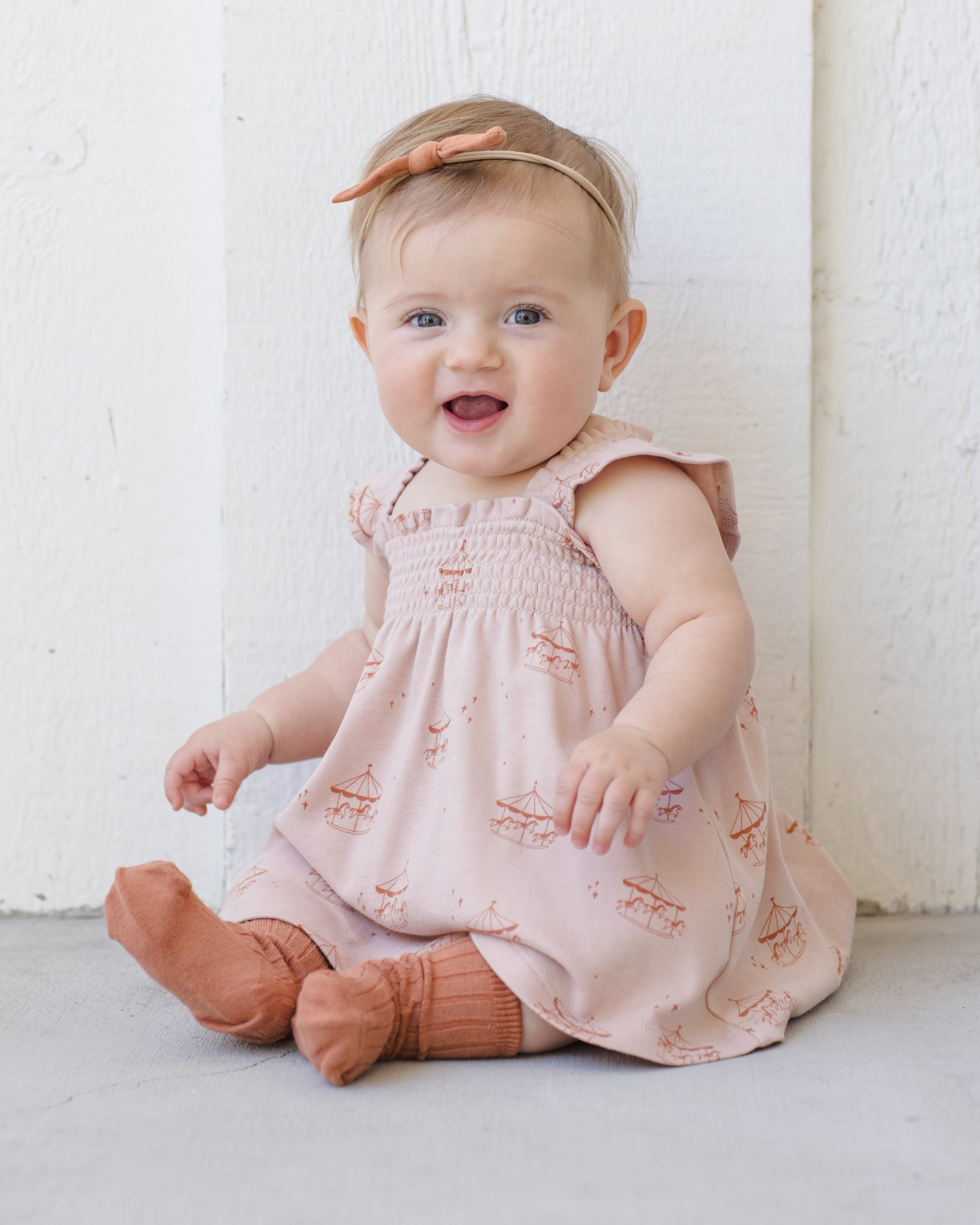 Smocked Jersey Dress Carousel Quincy Mae Smocked Jersey Dress Carousel Quincy Mae