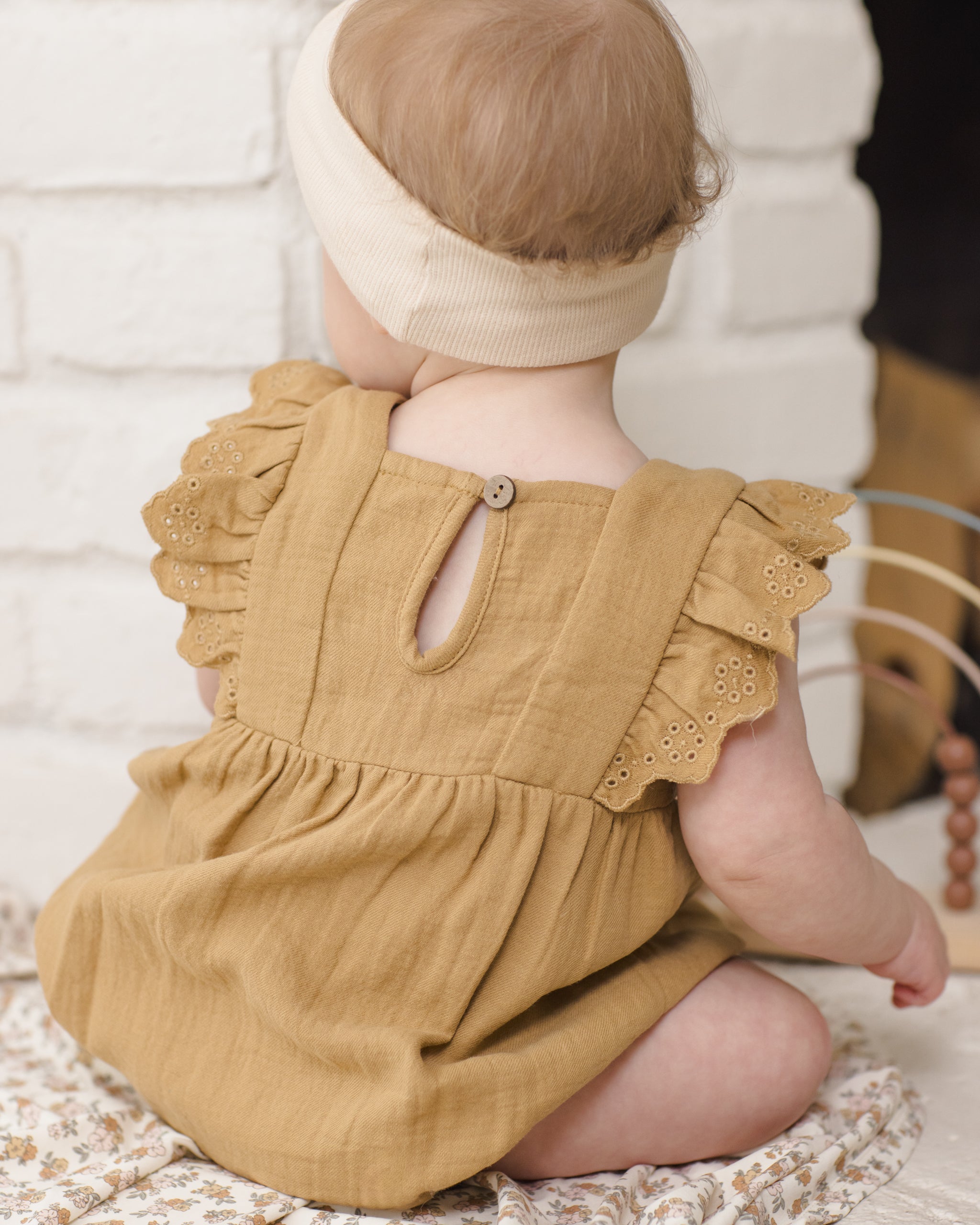 Naomi Romper Honey - Rylee + Cru | Kids Clothes | Trendy Baby Clothes | Modern Infant Outfits |