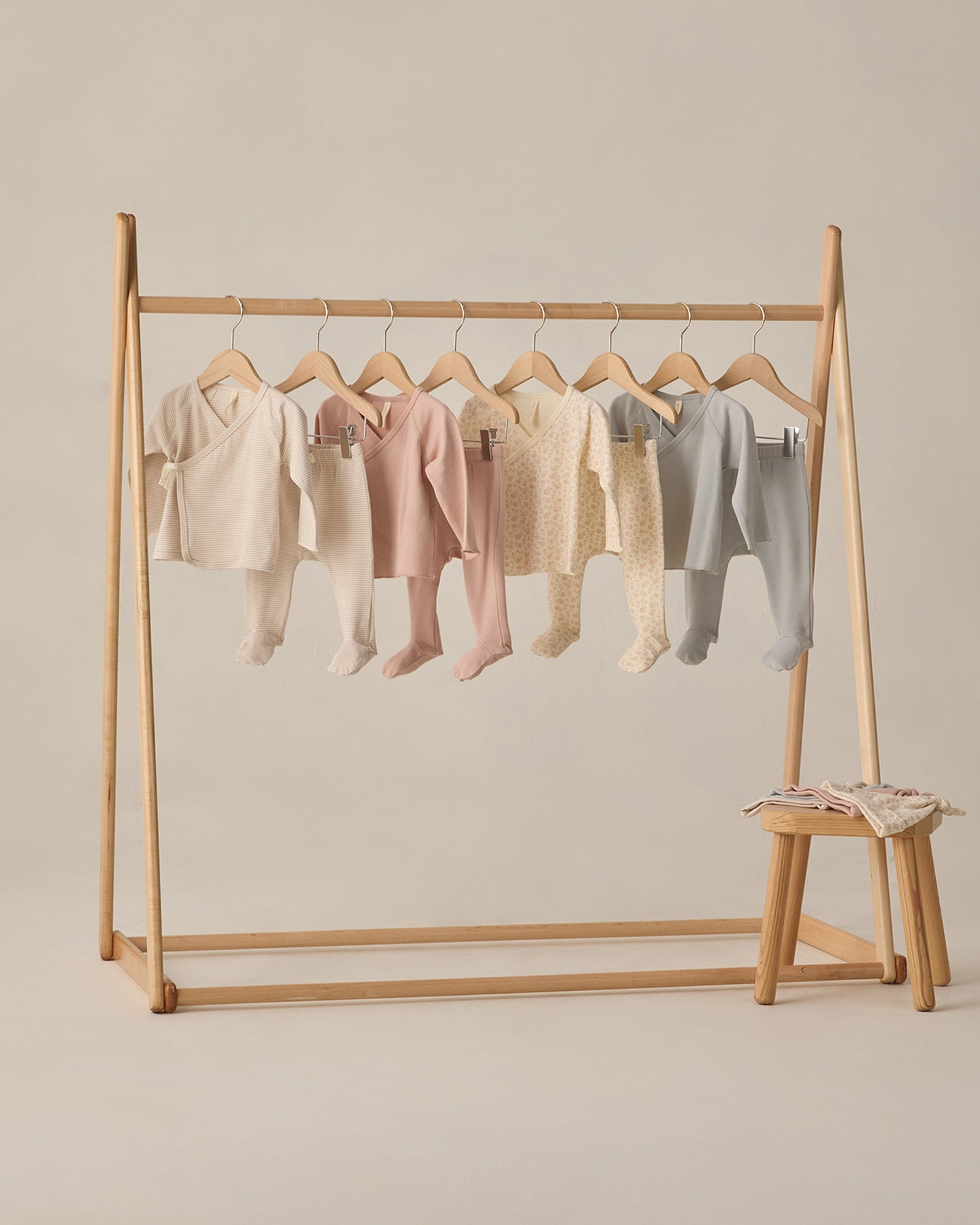 Wrap Top + Footed Pant Set Oat Micro Stripe - Rylee + Cru | Kids Clothes | Trendy Baby Clothes | Modern Infant Outfits |
