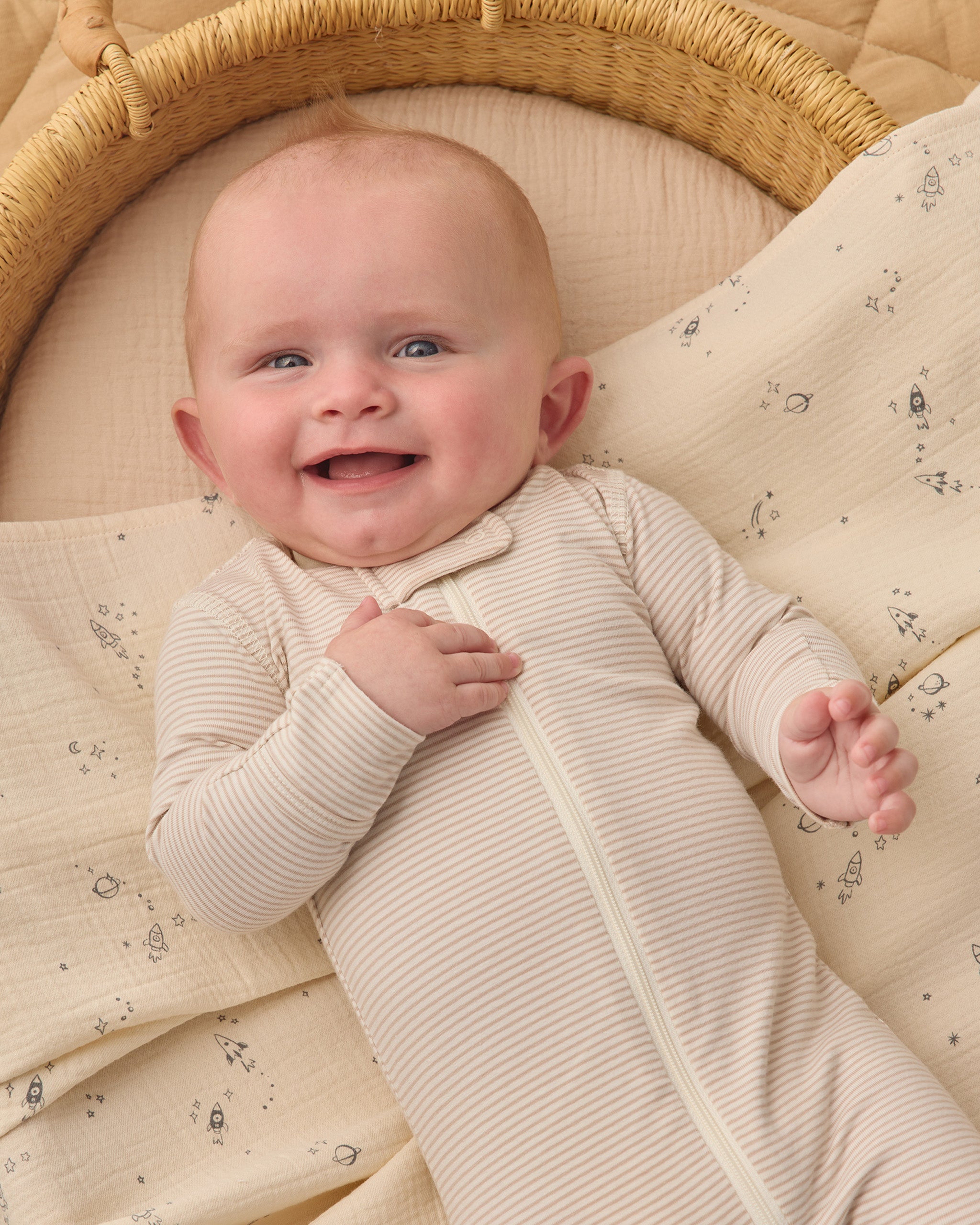 Zip Longsleeve Sleeper Footie Oat Microstripe – Quincy Mae