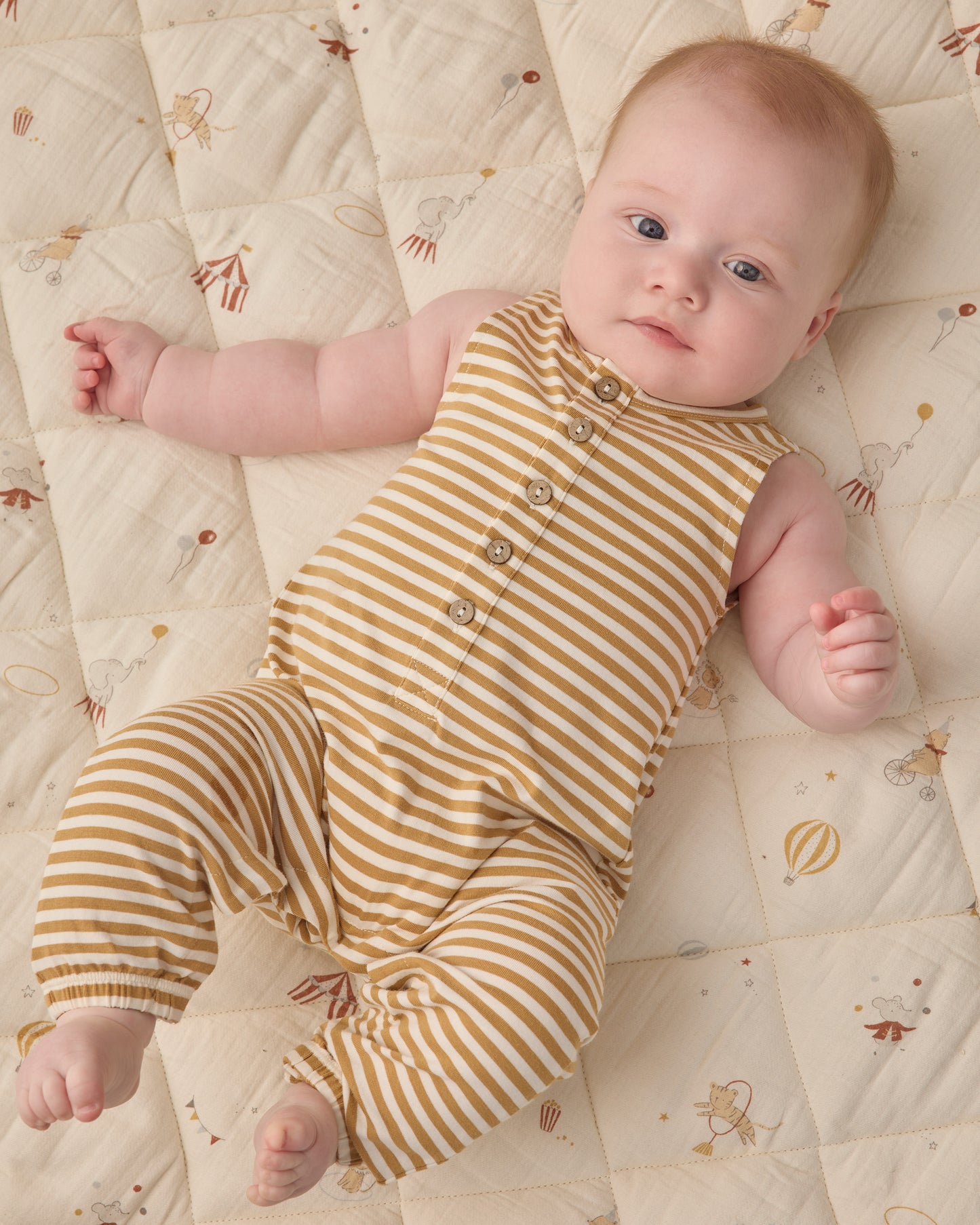 Sleeveless Jumpsuit Honey Stripe - Rylee + Cru | Kids Clothes | Trendy Baby Clothes | Modern Infant Outfits |