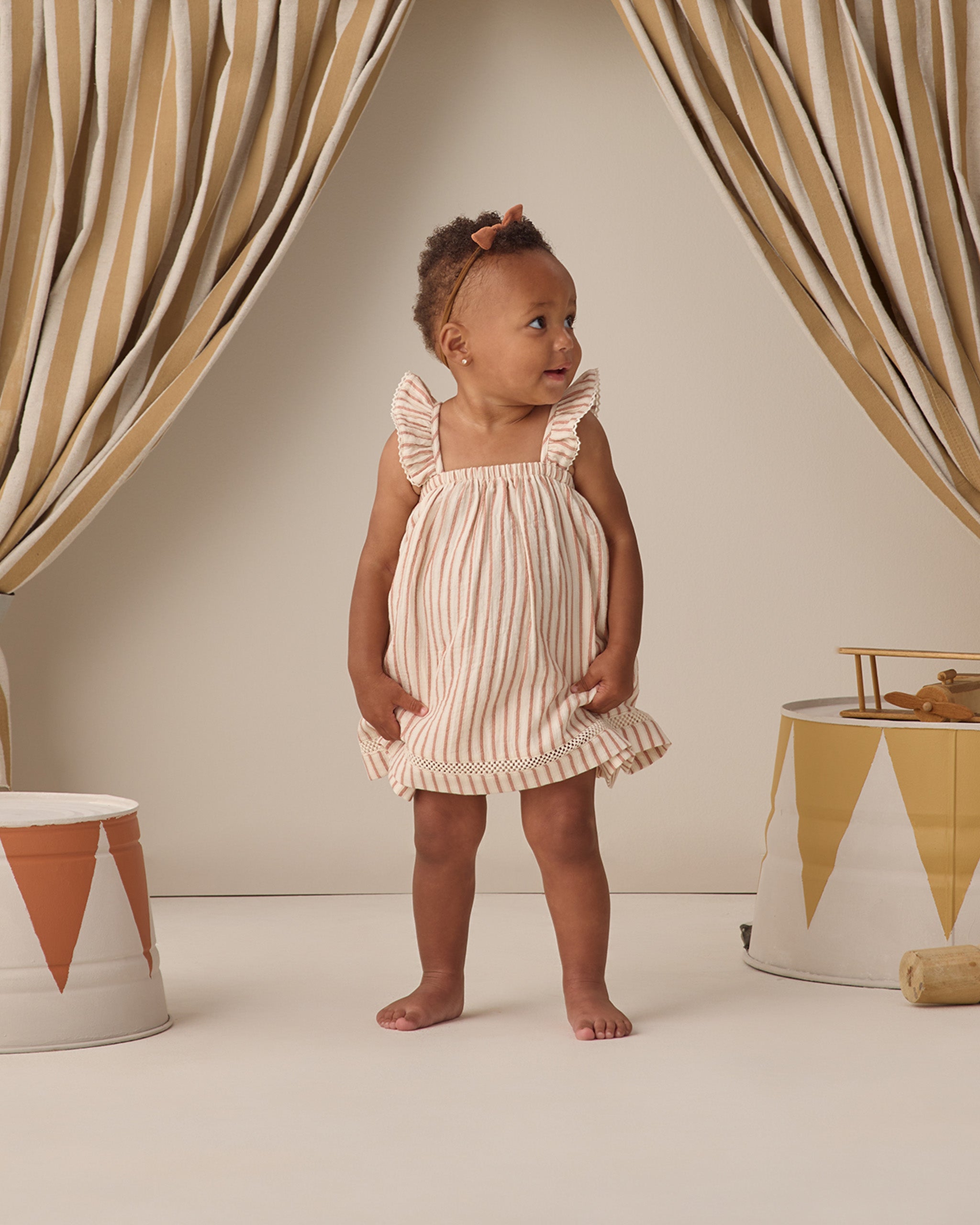 ruffle dress vintage Ruffle Tank Dress Vintage Stripe – Quincy Mae