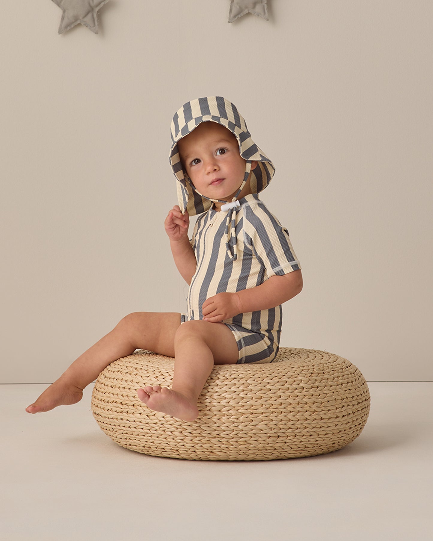 Zip Rashguard One-Piece Retro Ocean Stripe - Rylee + Cru | Kids Clothes | Trendy Baby Clothes | Modern Infant Outfits |