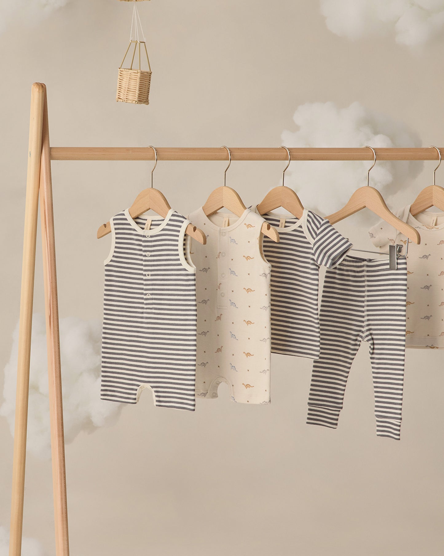 Ribbed Henley Romper Dinos - Rylee + Cru | Kids Clothes | Trendy Baby Clothes | Modern Infant Outfits |