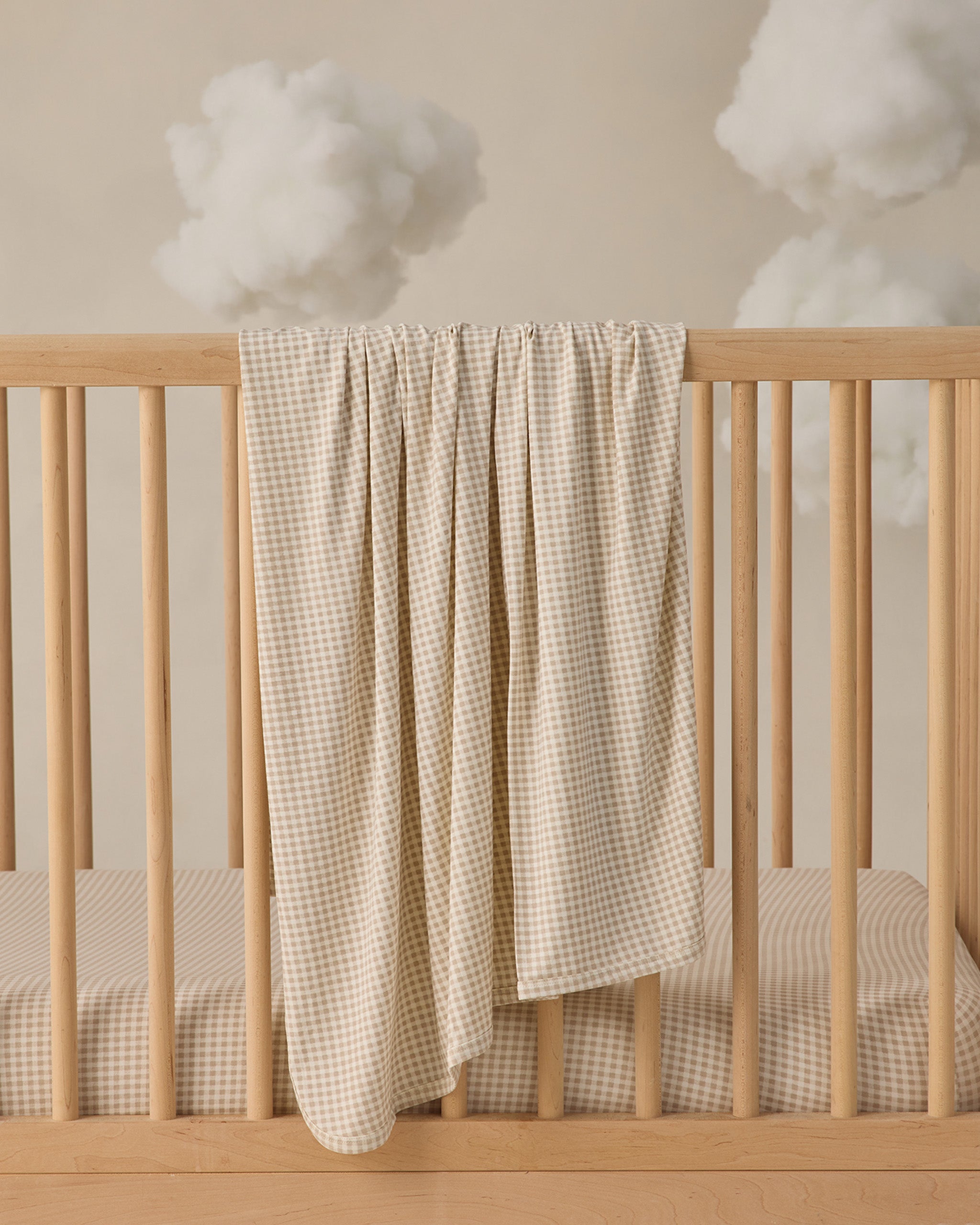 Bamboo Swaddle Oat Gingham - Rylee + Cru | Kids Clothes | Trendy Baby Clothes | Modern Infant Outfits |