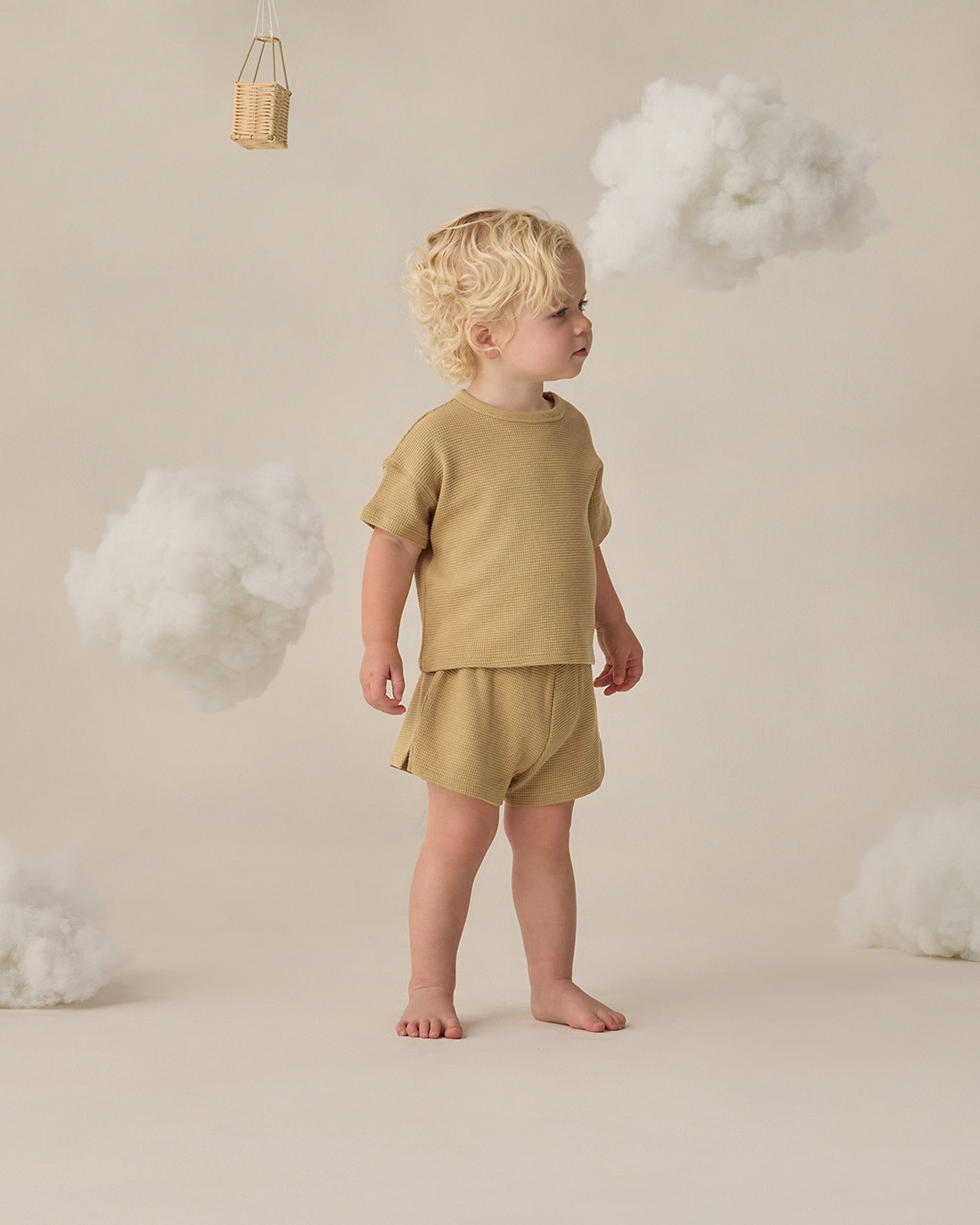 Waffle Tee + Short Set Honey - Rylee + Cru | Kids Clothes | Trendy Baby Clothes | Modern Infant Outfits |