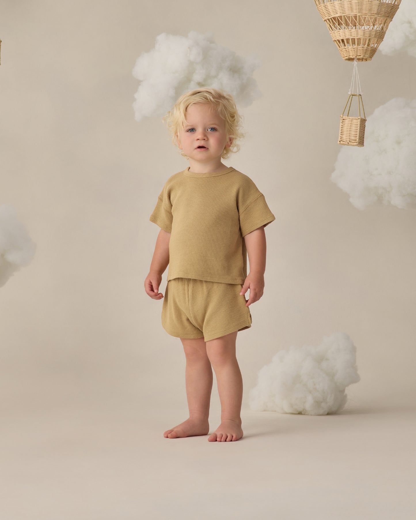 Waffle Tee + Short Set Honey - Rylee + Cru | Kids Clothes | Trendy Baby Clothes | Modern Infant Outfits |