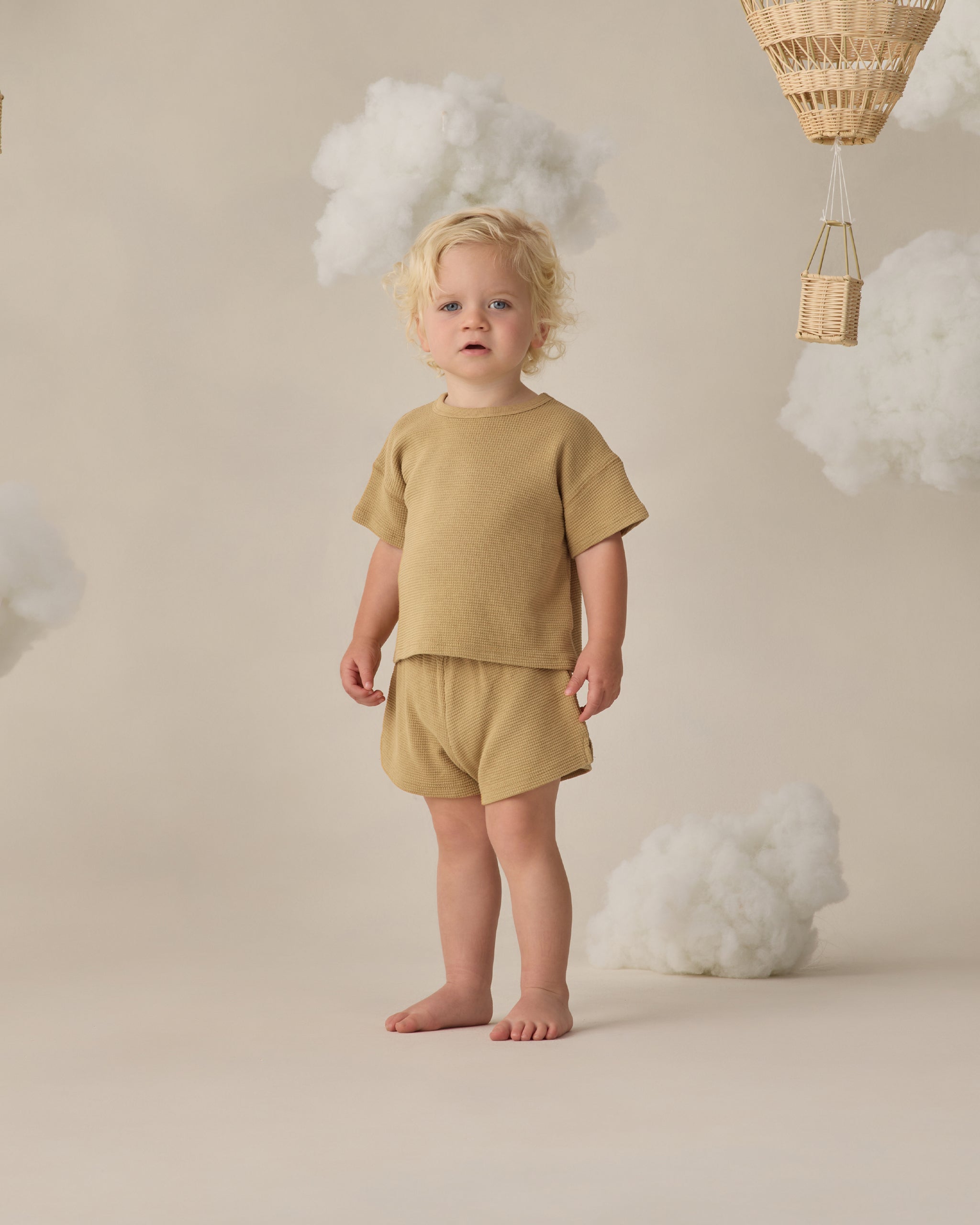 Waffle Tee + Short Set Honey - Rylee + Cru | Kids Clothes | Trendy Baby Clothes | Modern Infant Outfits |