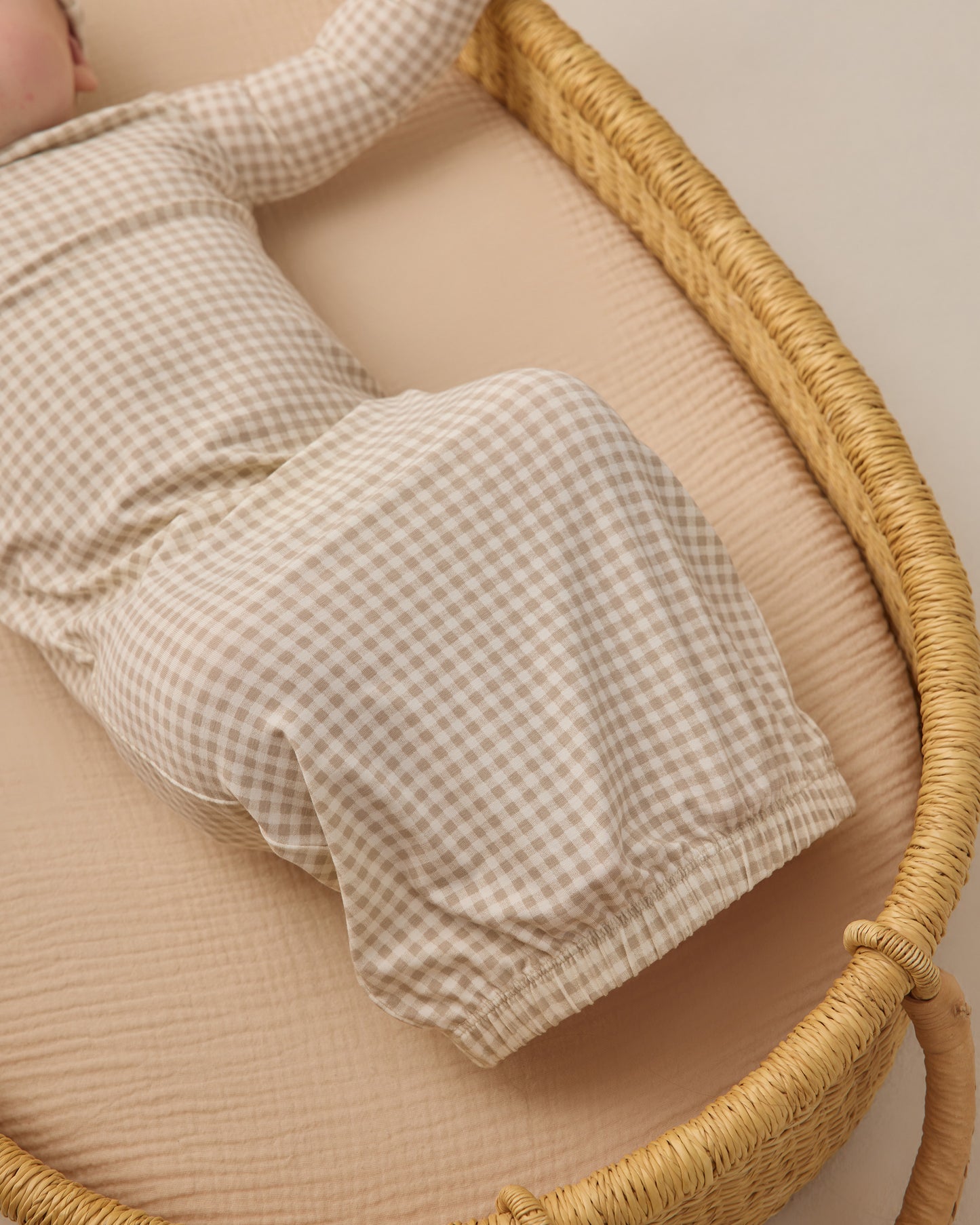 Bamboo Baby Gown + Hat Set Oat Gingham - Rylee + Cru | Kids Clothes | Trendy Baby Clothes | Modern Infant Outfits |
