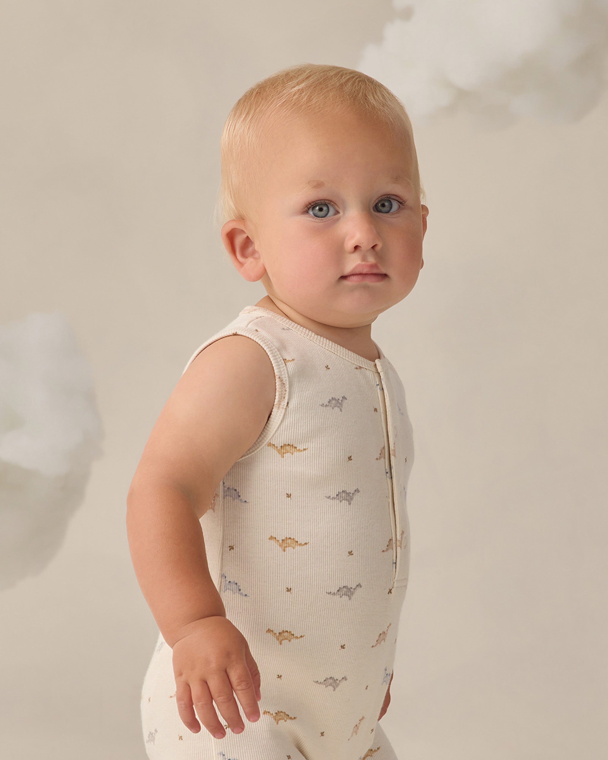 Ribbed Henley Romper Dinos - Rylee + Cru | Kids Clothes | Trendy Baby Clothes | Modern Infant Outfits |