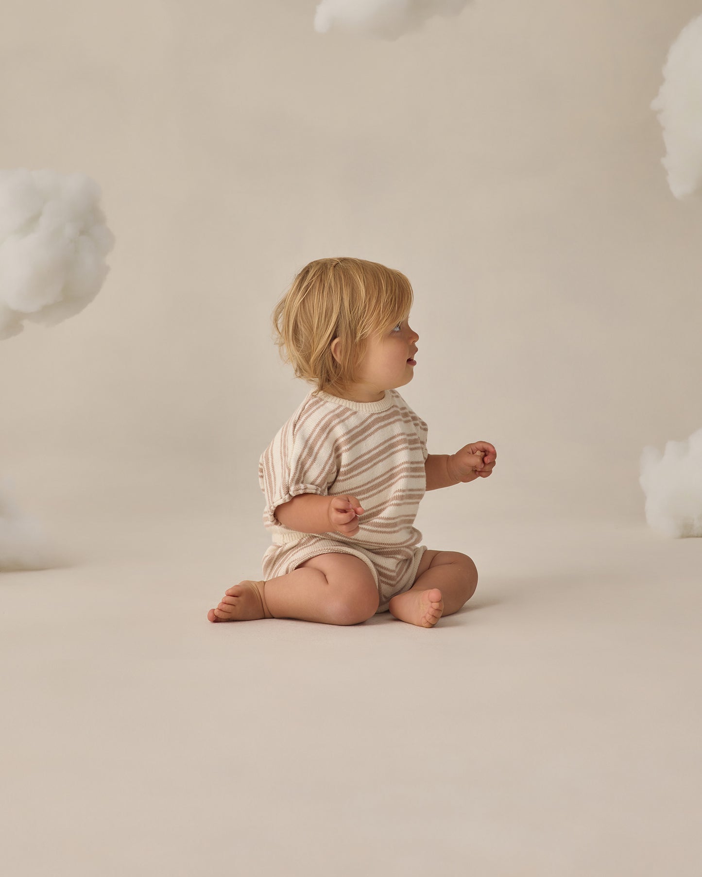 Relaxed Summer Knit Set Oat Stripe - Rylee + Cru | Kids Clothes | Trendy Baby Clothes | Modern Infant Outfits |