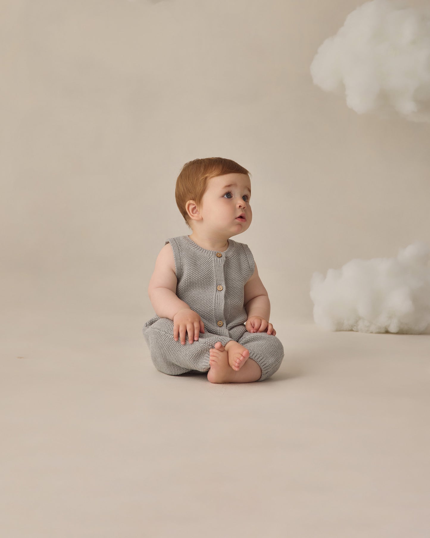 Knit Jumpsuit Heathered Sky - Rylee + Cru | Kids Clothes | Trendy Baby Clothes | Modern Infant Outfits |