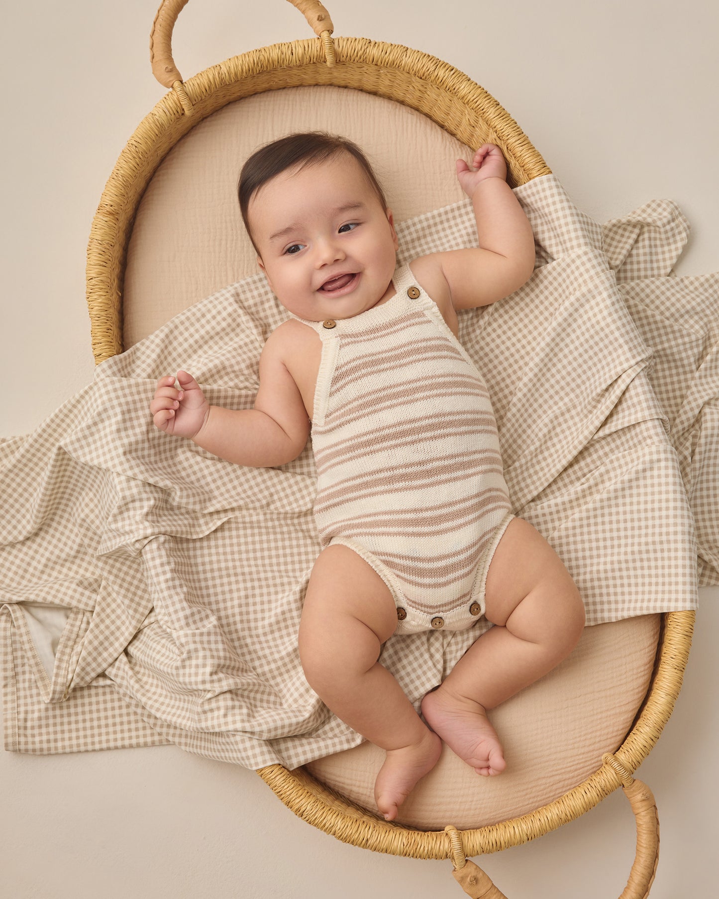 Bamboo Swaddle Oat Gingham - Rylee + Cru | Kids Clothes | Trendy Baby Clothes | Modern Infant Outfits |