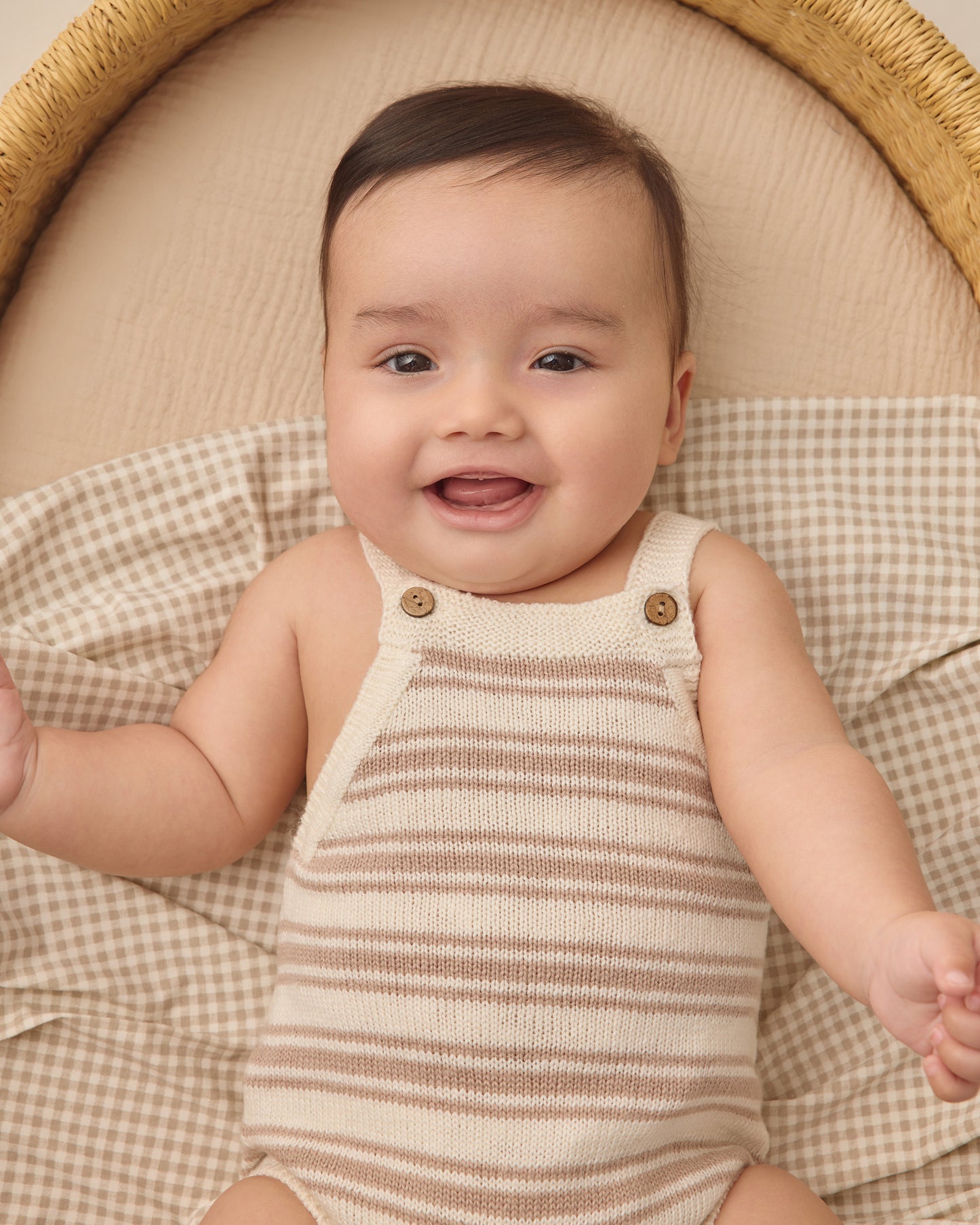 Tatum Romper Oat Stripe - Rylee + Cru | Kids Clothes | Trendy Baby Clothes | Modern Infant Outfits |