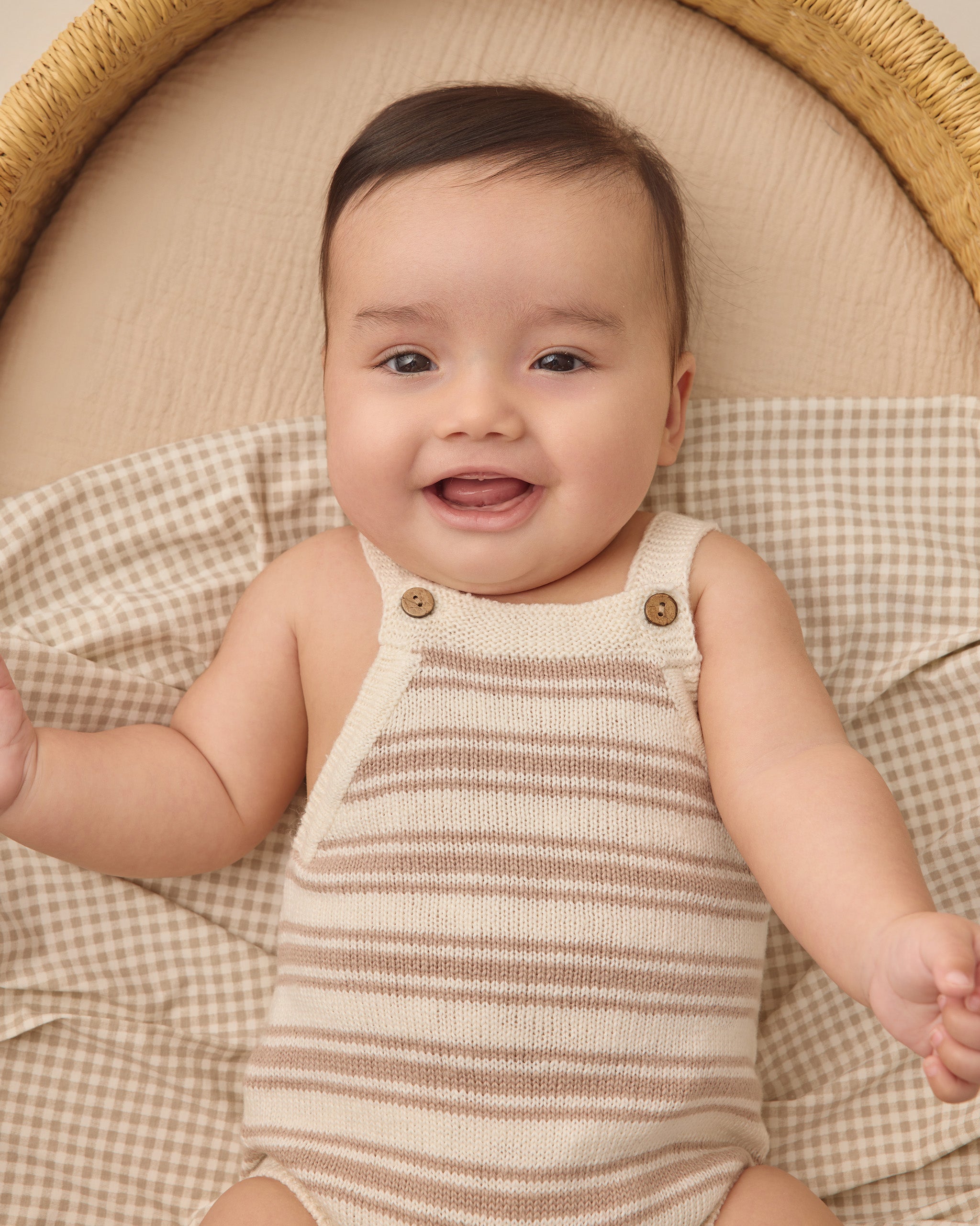 Tatum Romper Oat Stripe - Rylee + Cru | Kids Clothes | Trendy Baby Clothes | Modern Infant Outfits |