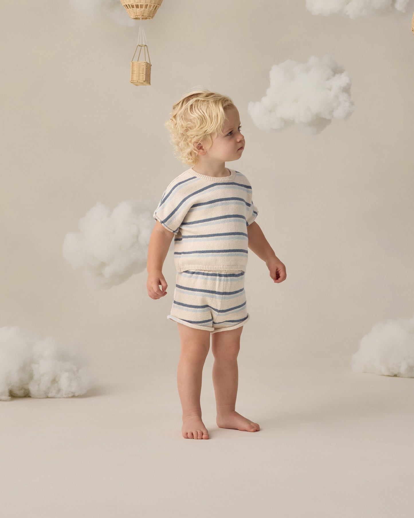 Relaxed Summer Knit Set Ocean Stripe - Rylee + Cru | Kids Clothes | Trendy Baby Clothes | Modern Infant Outfits |