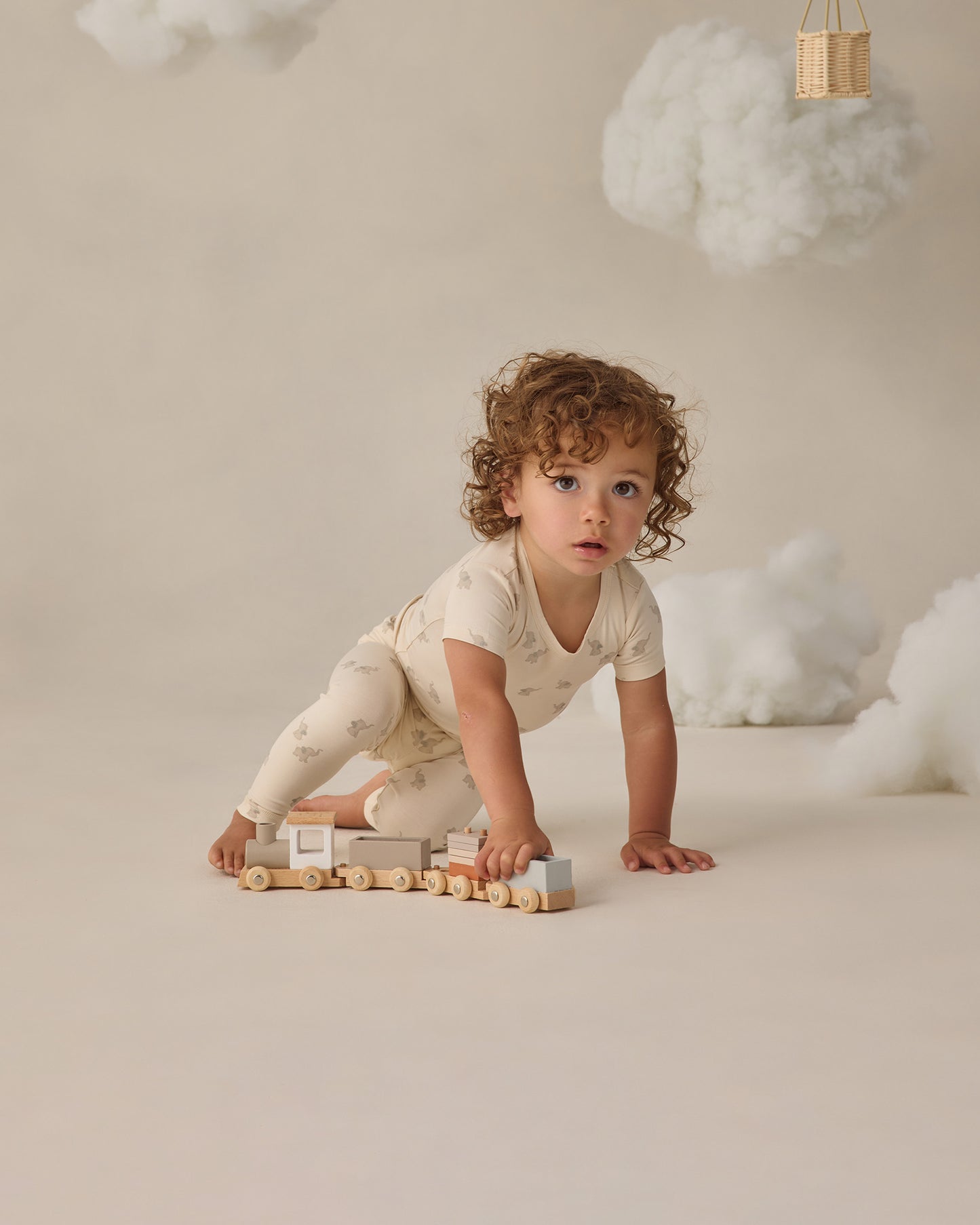 Bamboo Short Sleeve Pajama Set Elephants - Rylee + Cru | Kids Clothes | Trendy Baby Clothes | Modern Infant Outfits |
