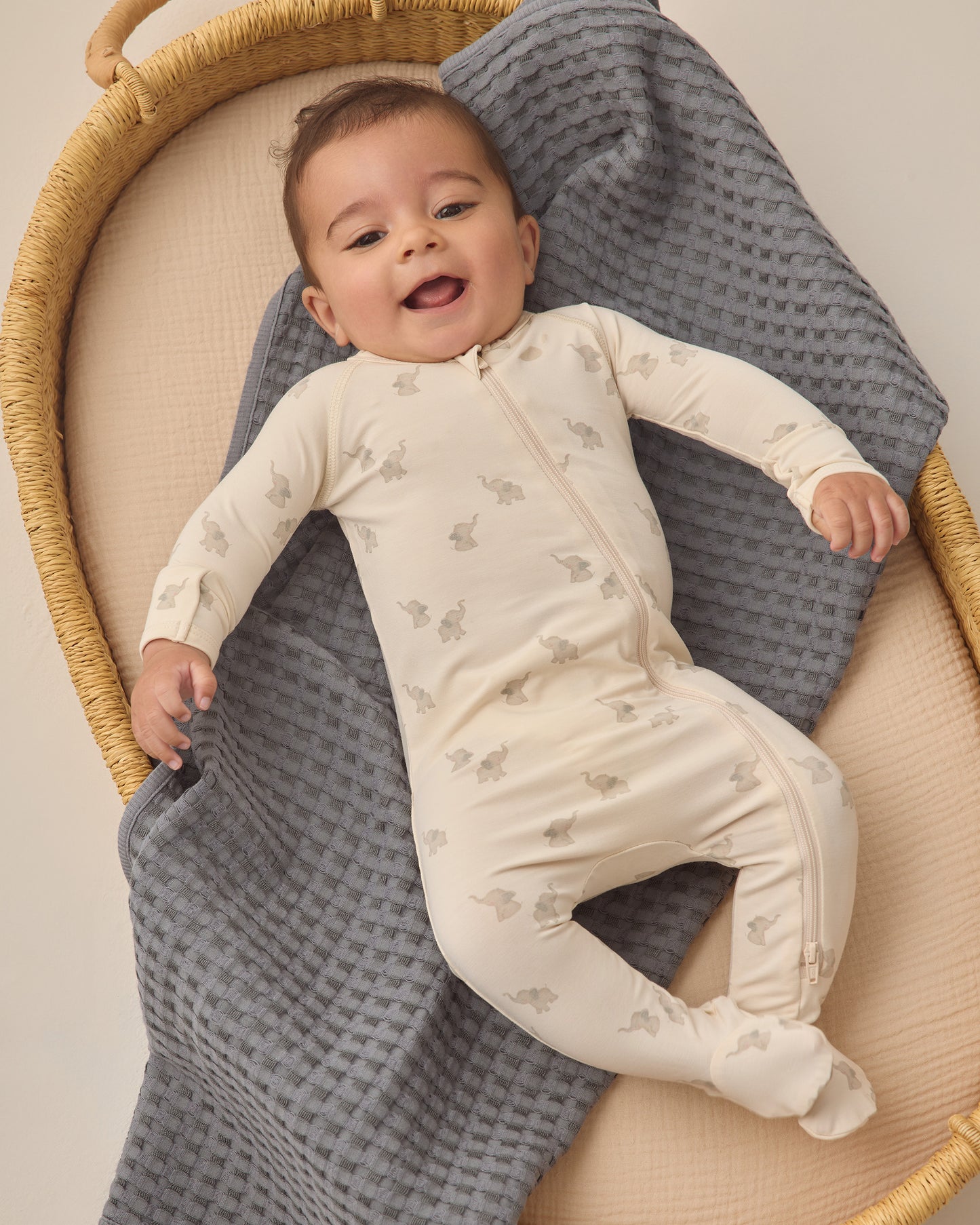 Bamboo Zip Footie Elephants - Rylee + Cru | Kids Clothes | Trendy Baby Clothes | Modern Infant Outfits |