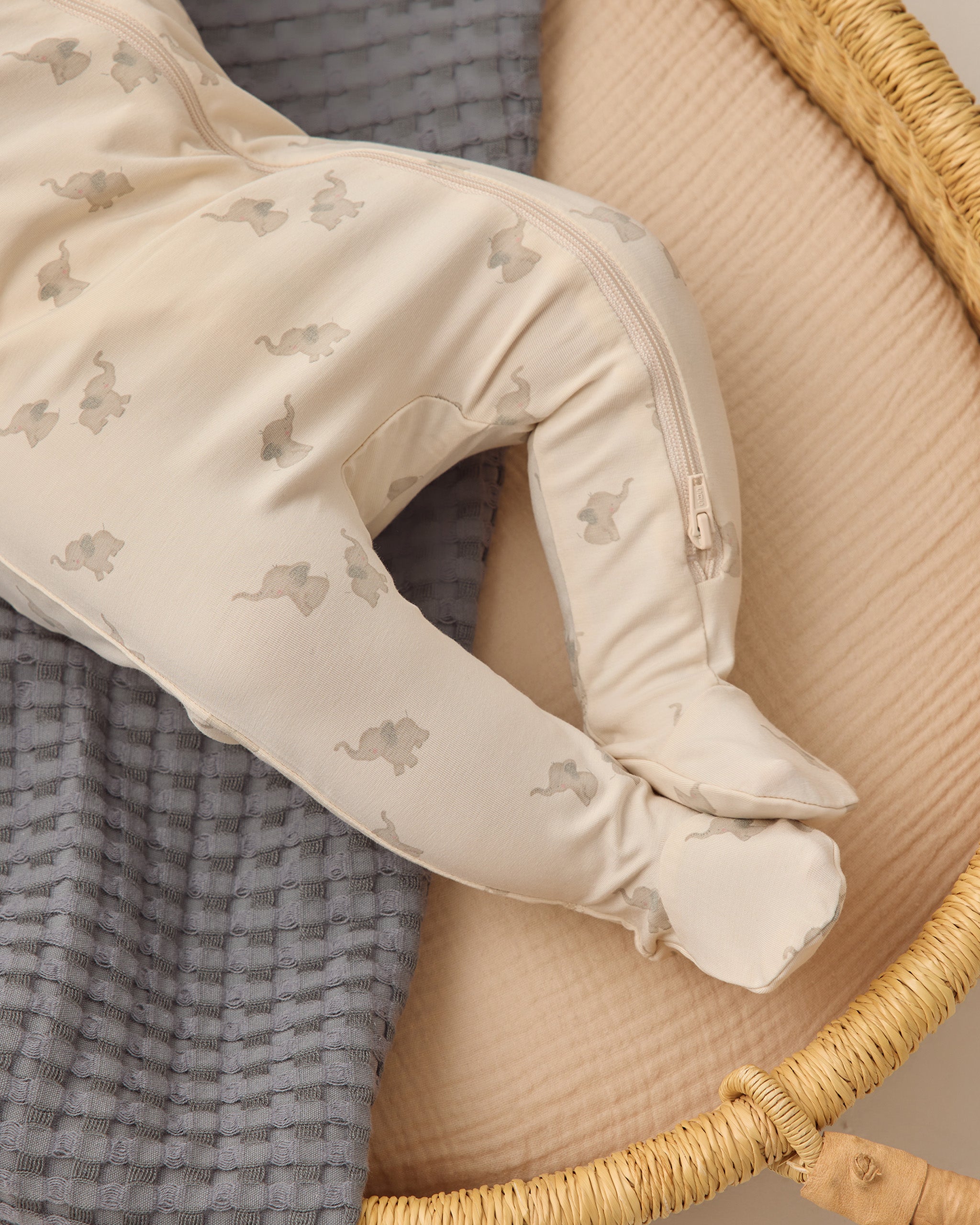 Bamboo Zip Footie Elephants – Quincy Mae