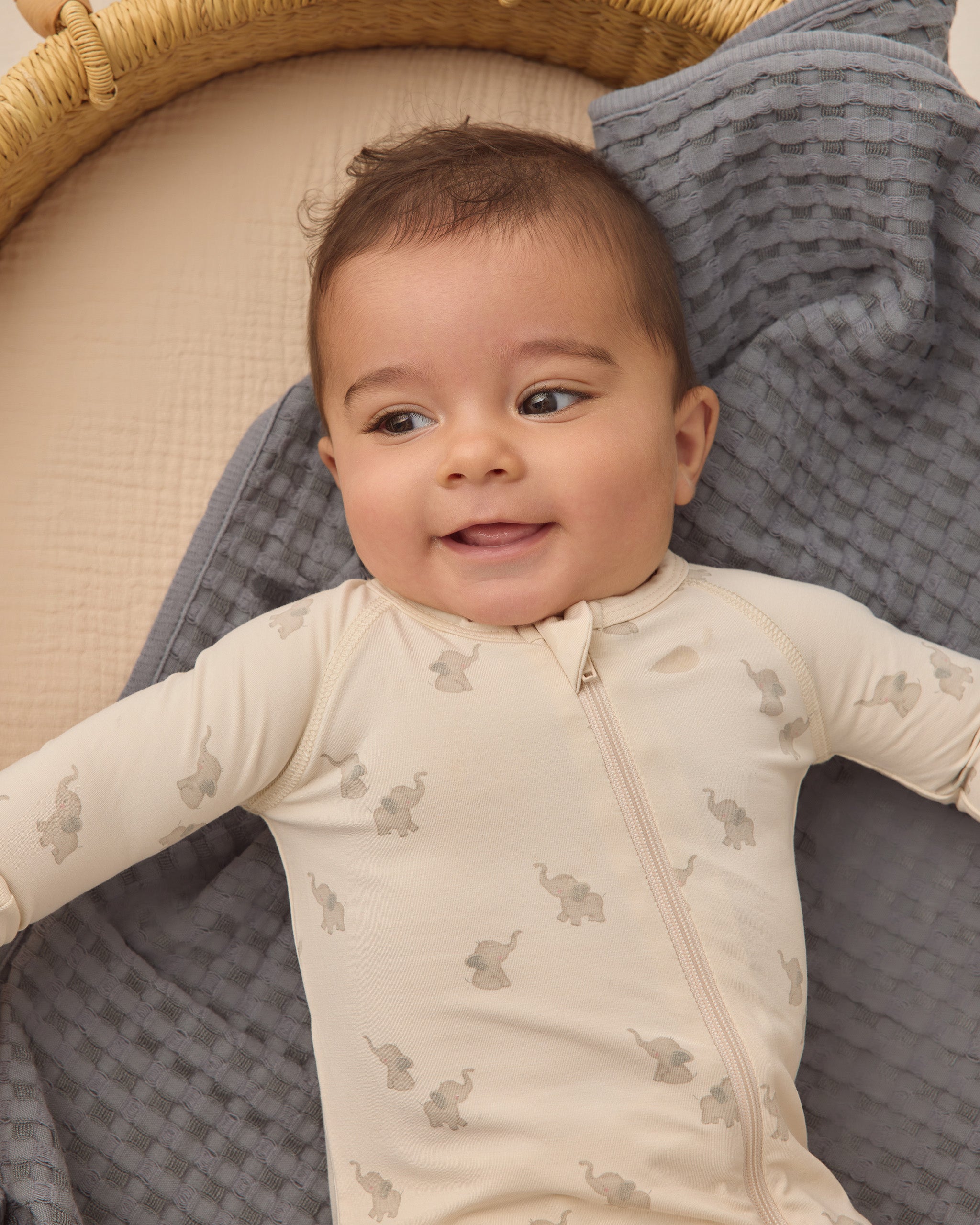 Bamboo Zip Footie Elephants – Quincy Mae