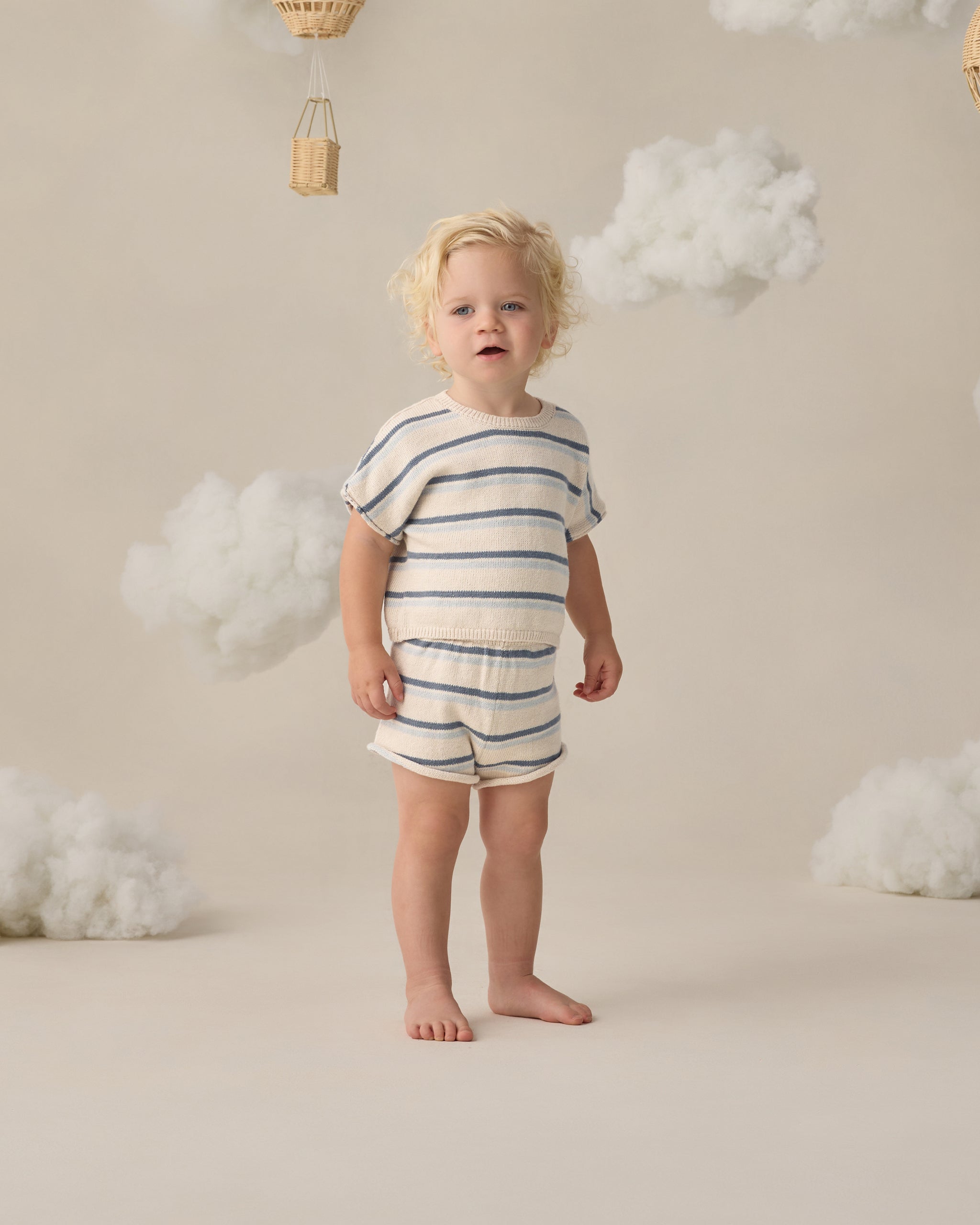 Relaxed Summer Knit Set Ocean Stripe - Rylee + Cru | Kids Clothes | Trendy Baby Clothes | Modern Infant Outfits |