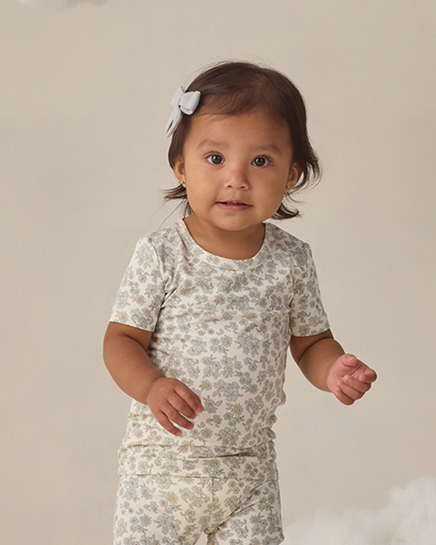 Bamboo Short Sleeve Pajama Set Blue Floral - Rylee + Cru | Kids Clothes | Trendy Baby Clothes | Modern Infant Outfits |