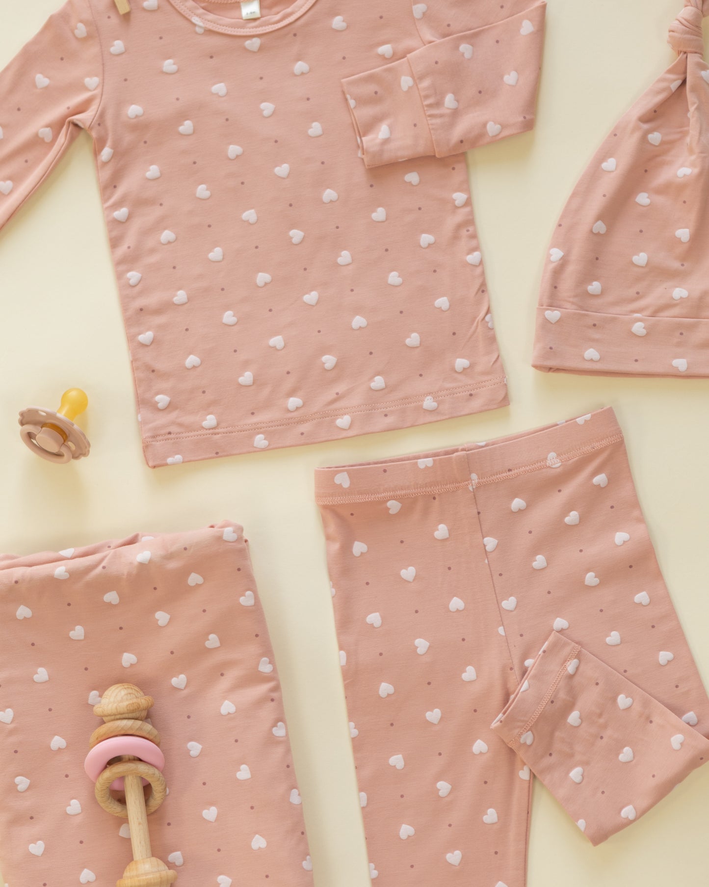 Bamboo Pajama Set Pink Hearts