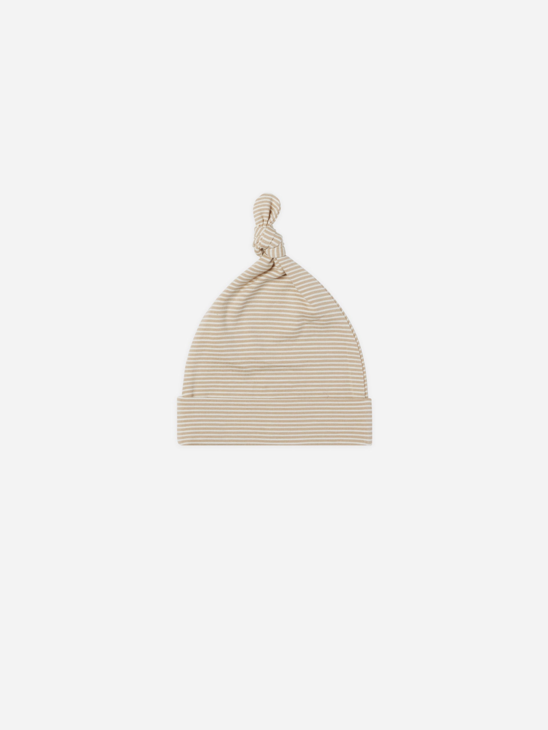 Knotted Baby Hat || Latte Micro Stripe - Rylee + Cru | Kids Clothes | Trendy Baby Clothes | Modern Infant Outfits |
