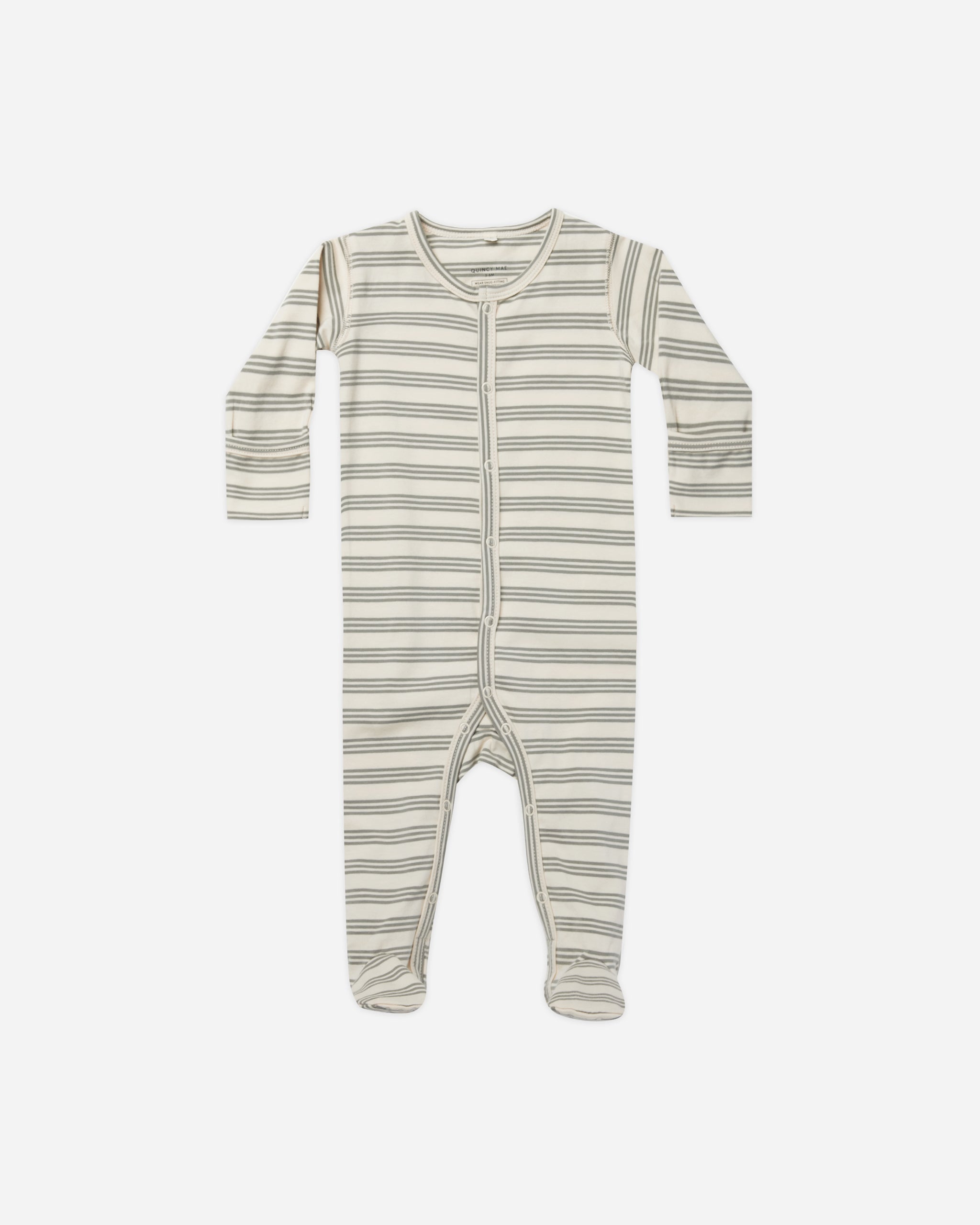 Full Snap Footie || Basil Stripe - Rylee + Cru | Kids Clothes | Trendy Baby Clothes | Modern Infant Outfits |