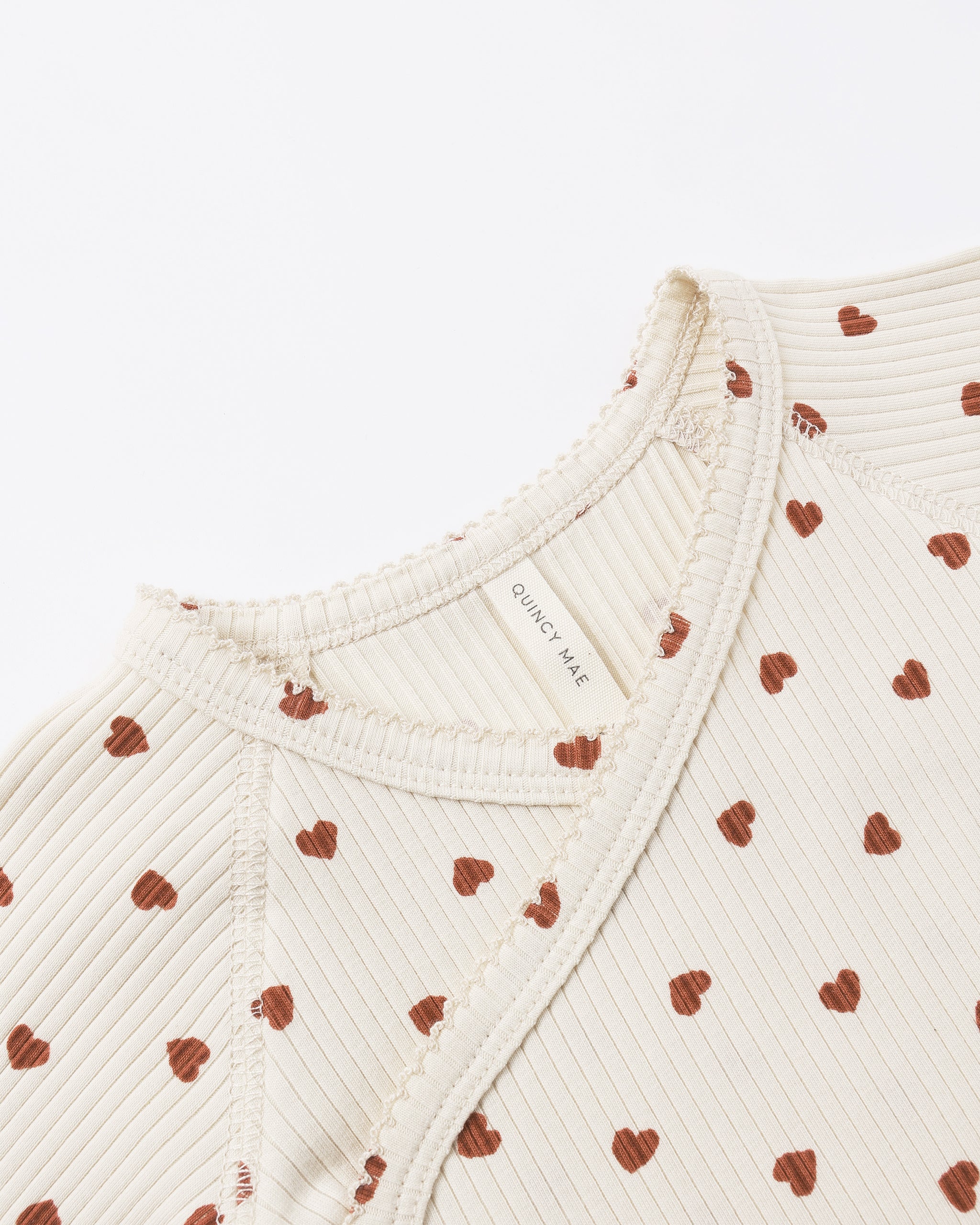 Side Snap Bodysuit Red Hearts